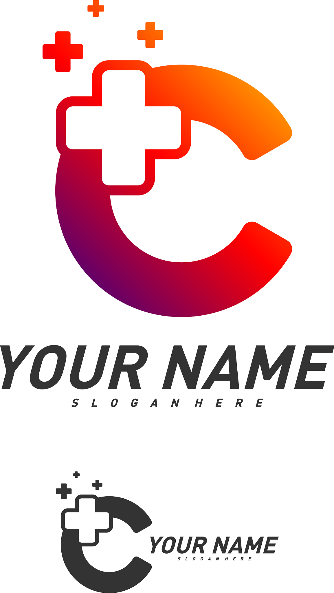 initial c plus logo design template creative
