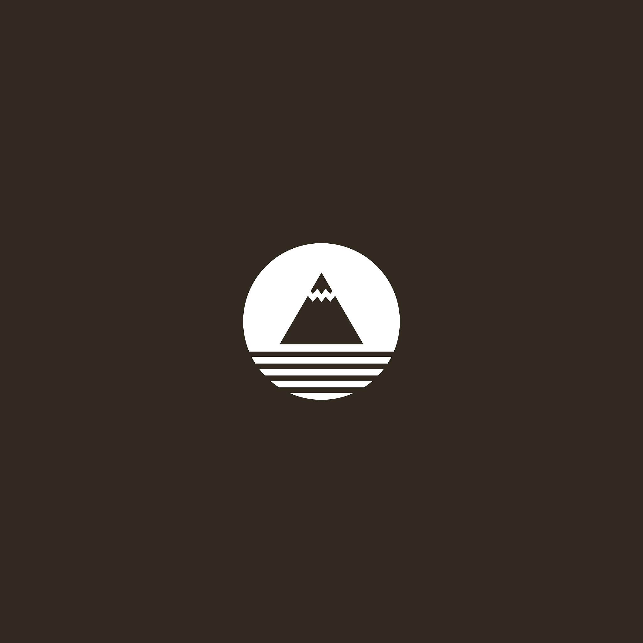 simple negative space vector round sign of a mountain with a sno