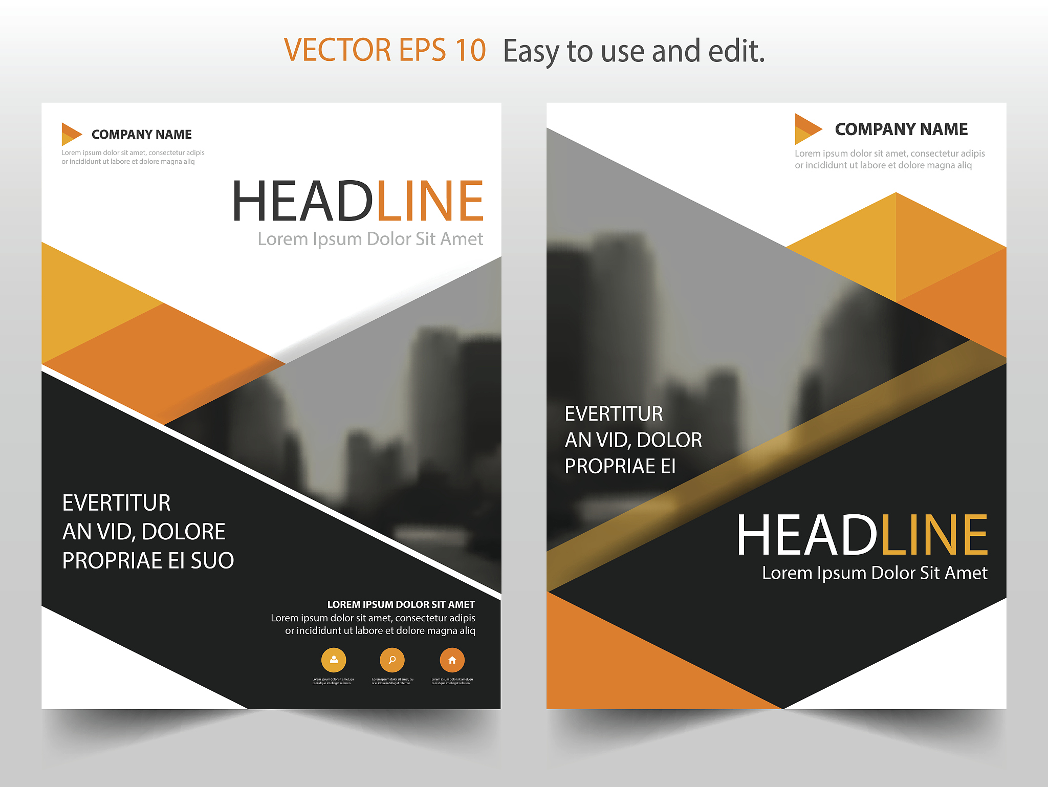 orange triangle vector brochure annual report leaflet flyer temp