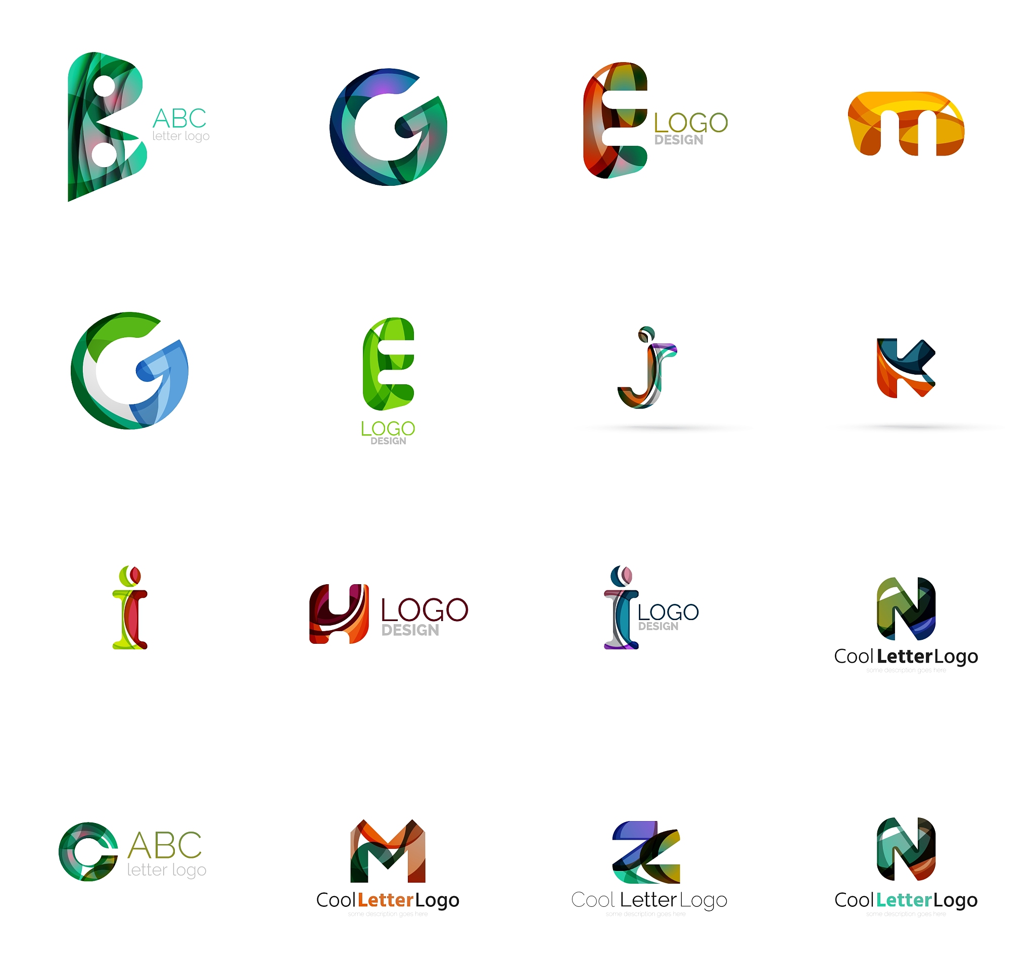 set of colorful abstract letter corporate logos