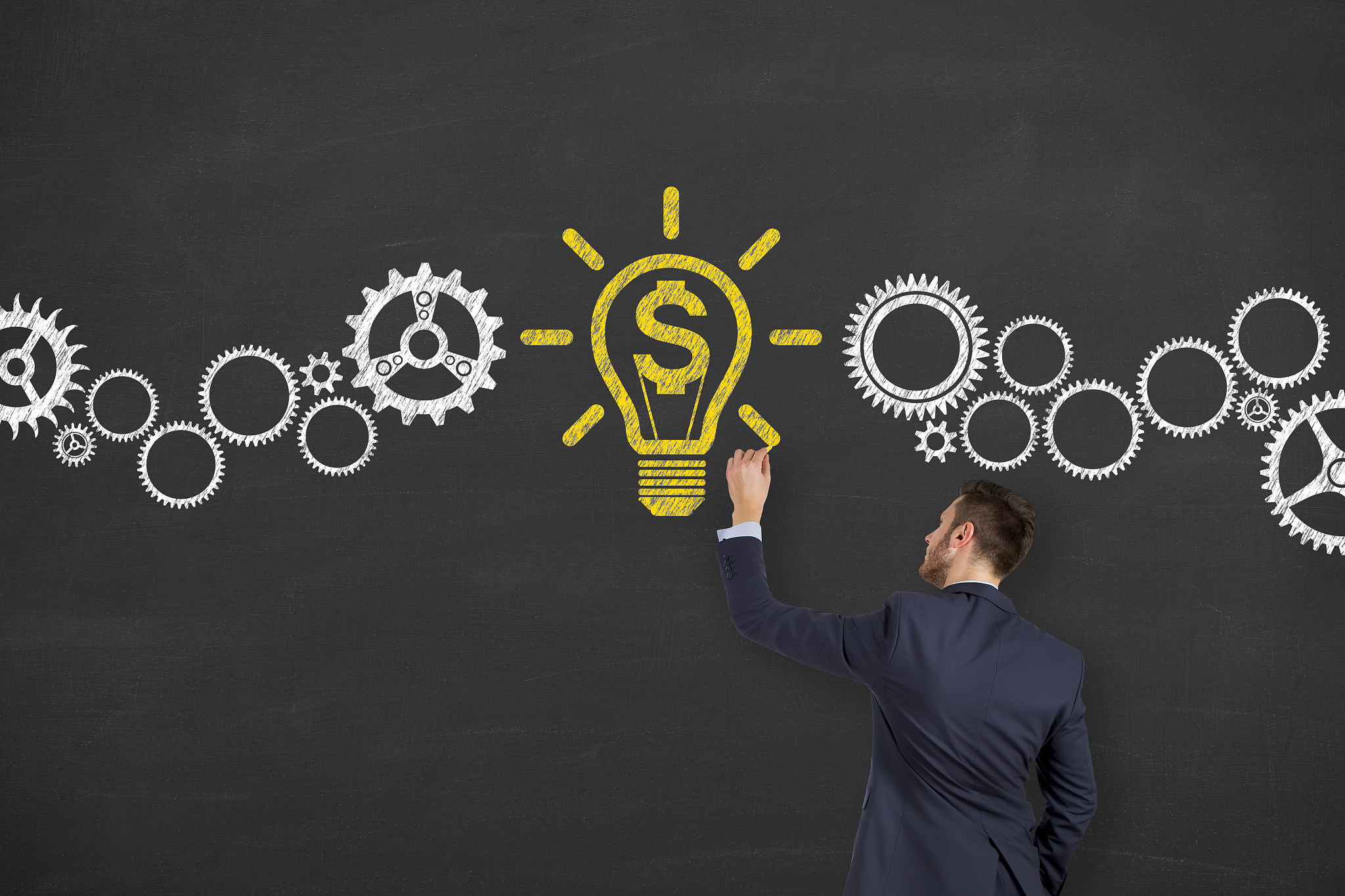 man drawing finance solution