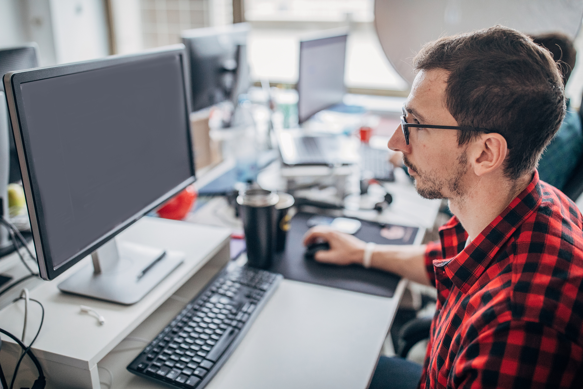 man working in office