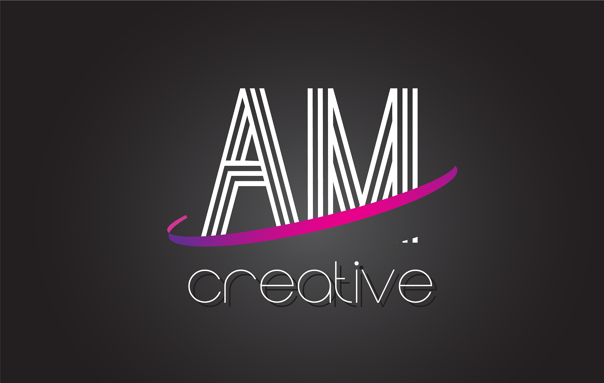 am a m letter logo with lines design and purple