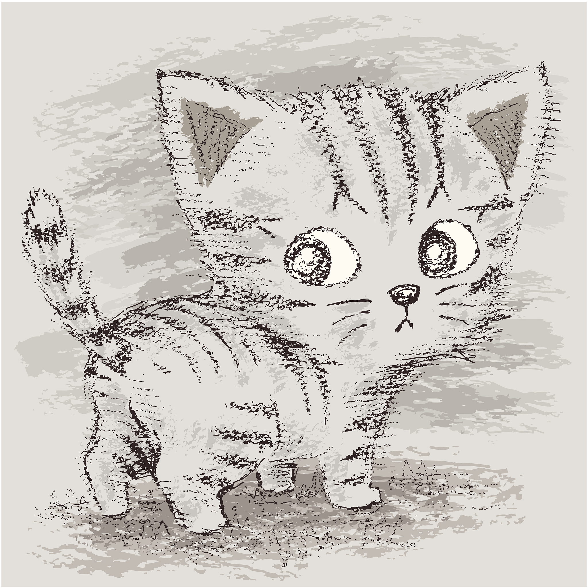 A4纸大小可爱白猫绘画教程 - 附文字描述