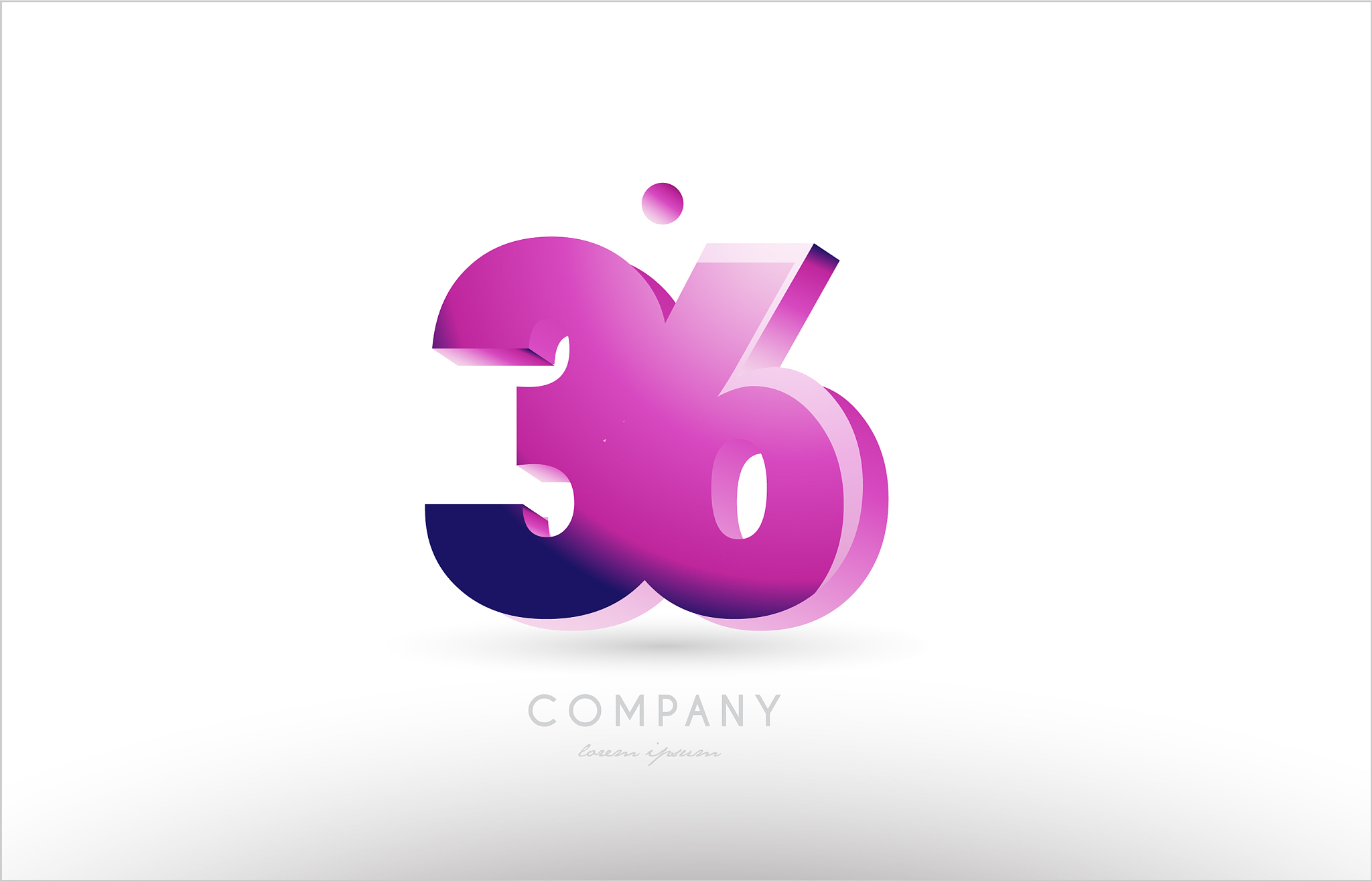 number 36 black white pink logo icon design