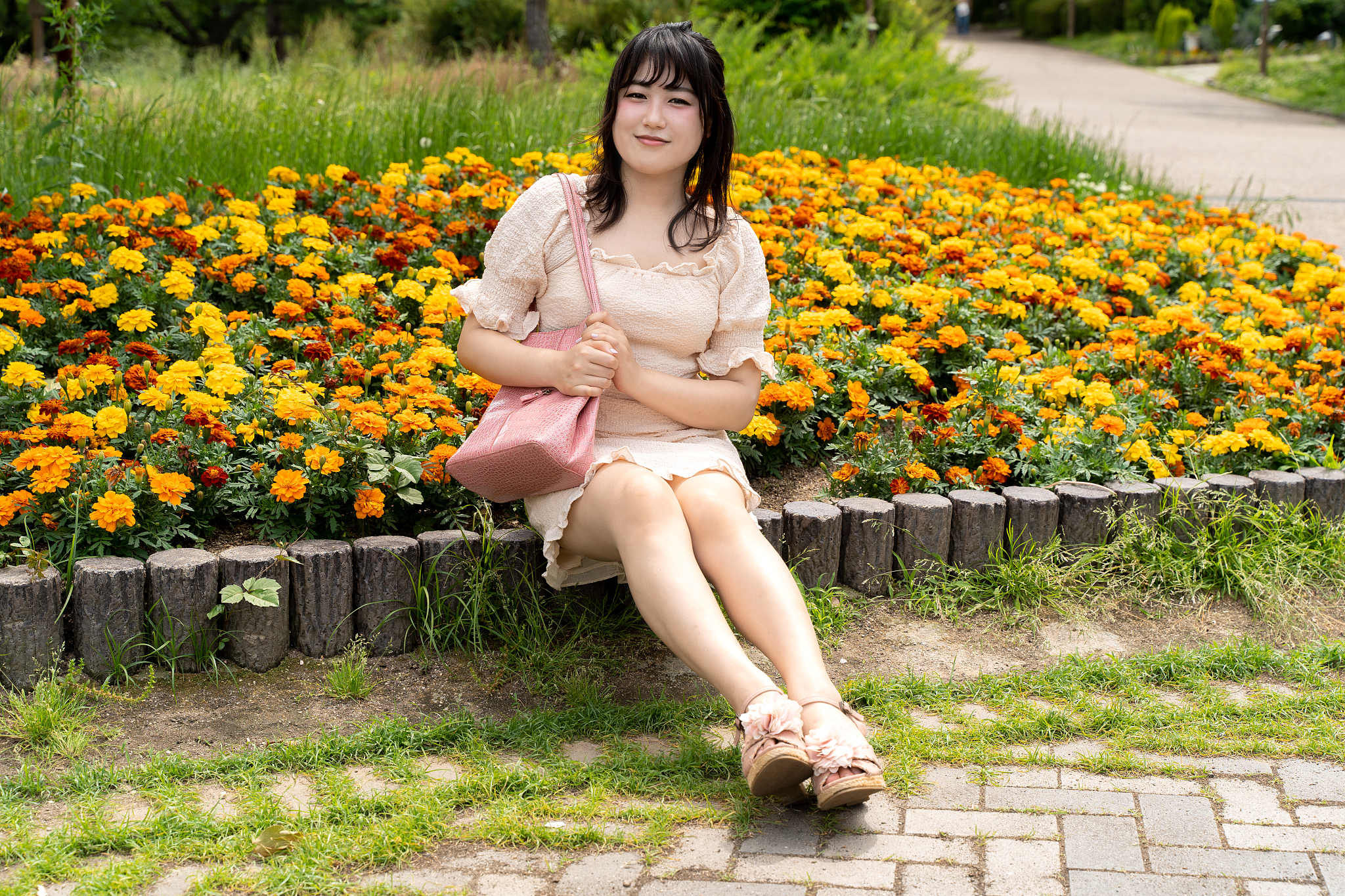 female college student on campus
