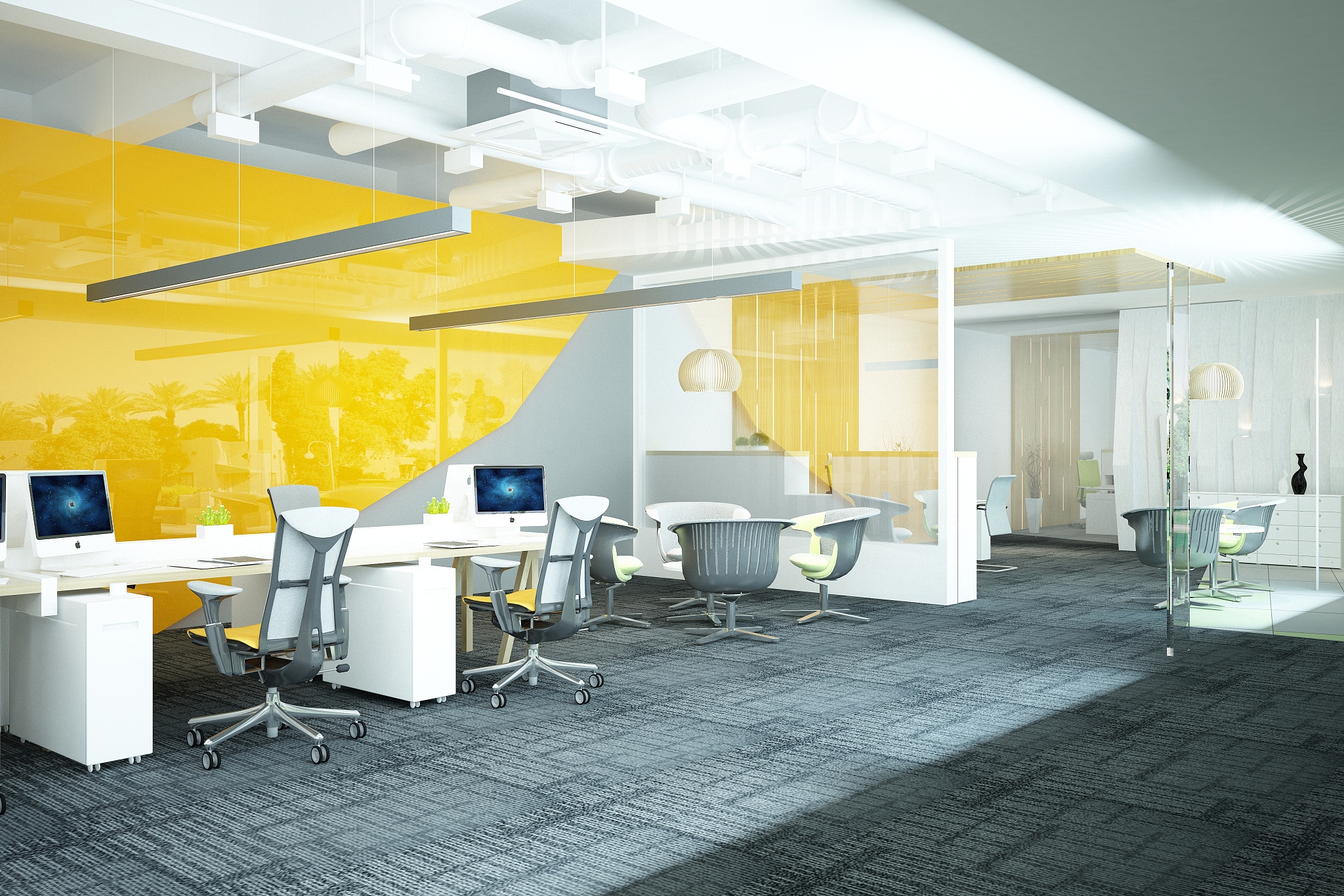 3d render of modern office and working space
