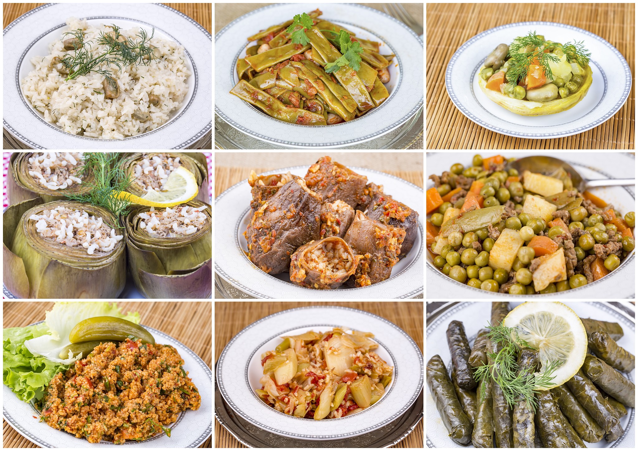 traditional delicious different turkish foods collage. rich menu