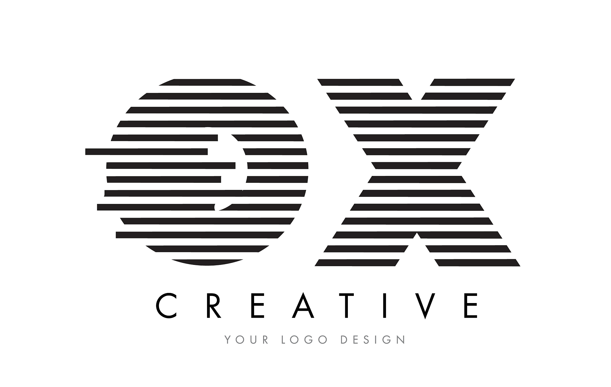 ox o x zebra letter logo design with black and