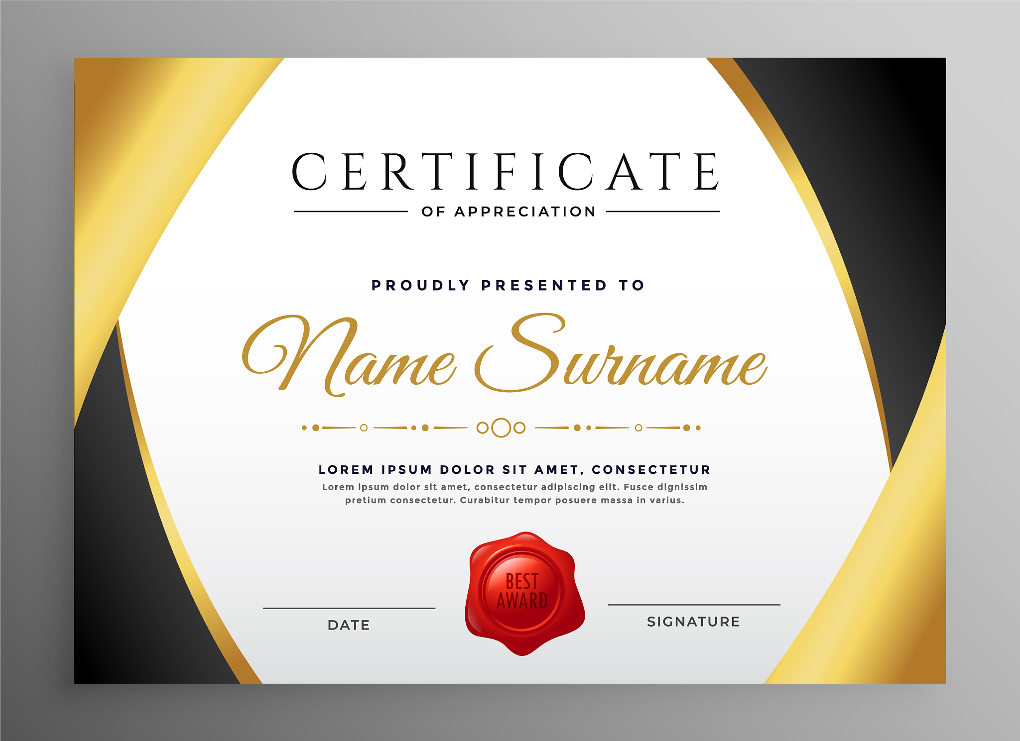 premium certificate of appreciation template