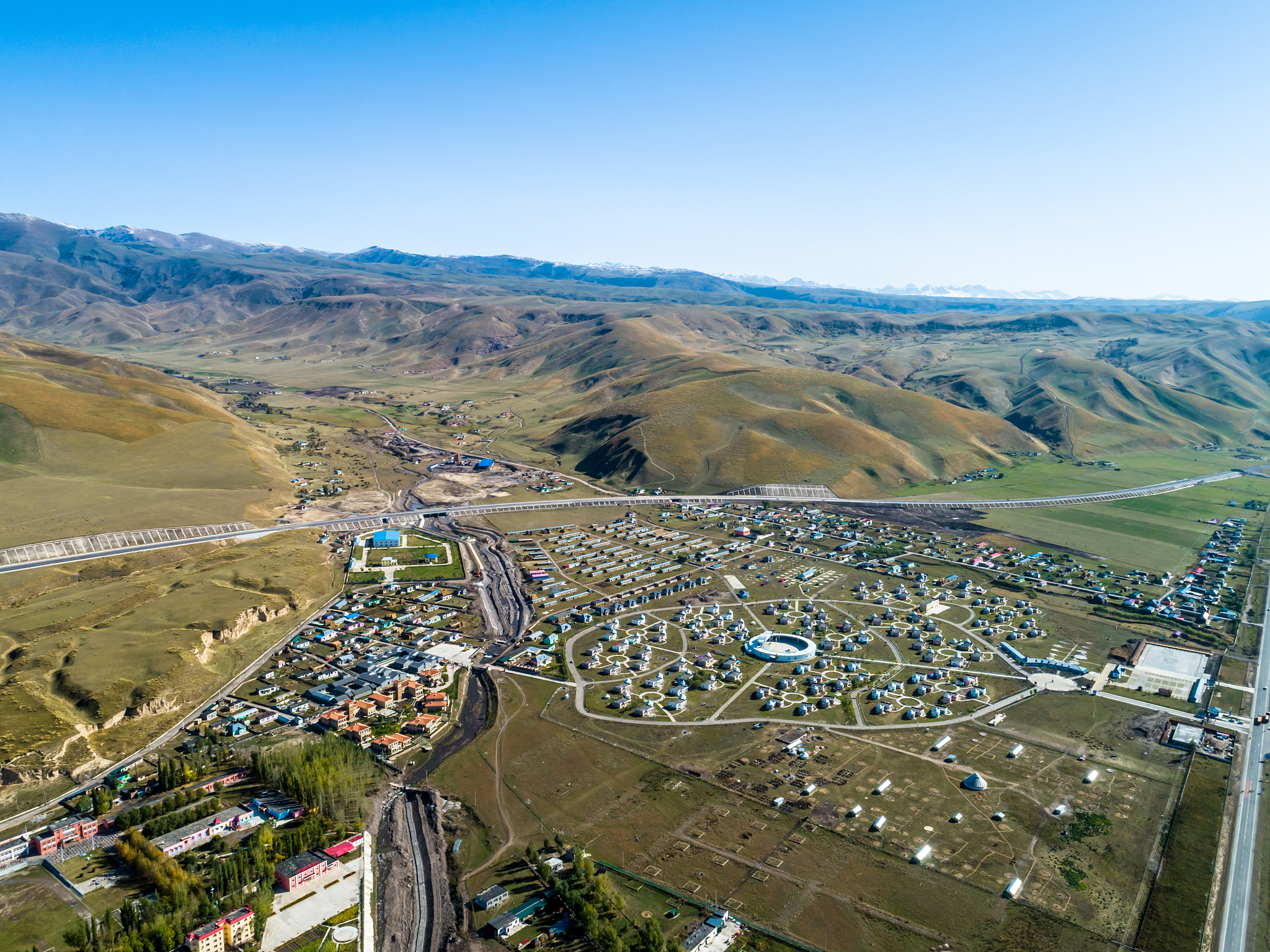 overview panorama of rural areas in xinjiang, china