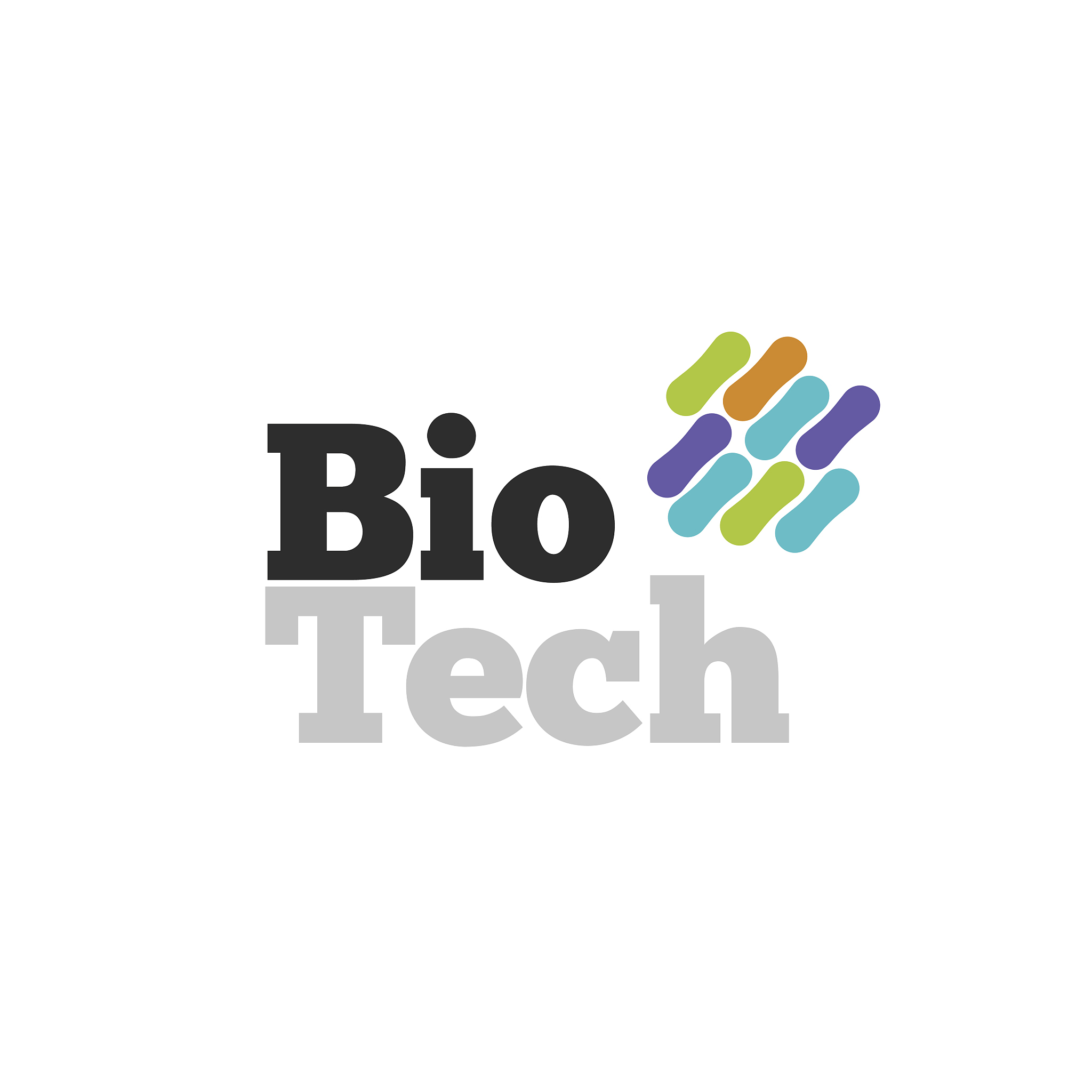 bio technology icon, type with genetic microorganism structure i