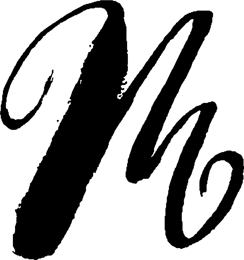 letter m handwritten by dry brush rough strokes