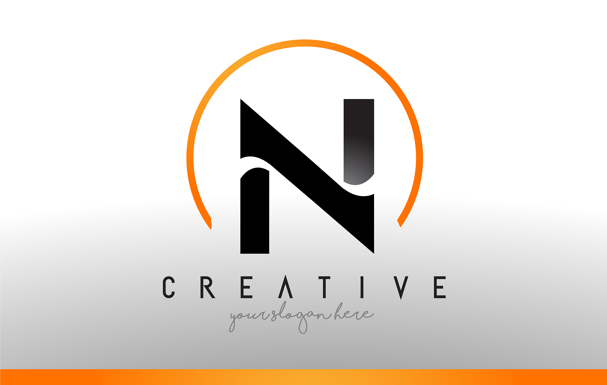 n letter logo design with black orange color cool
