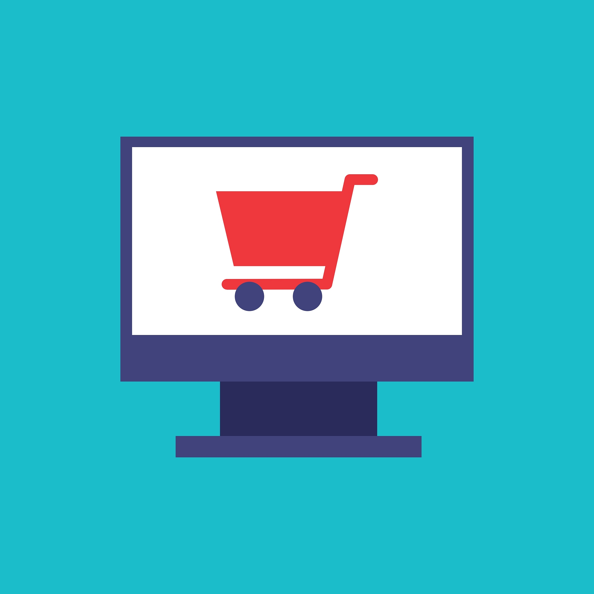 monitor computer with social marketing icon