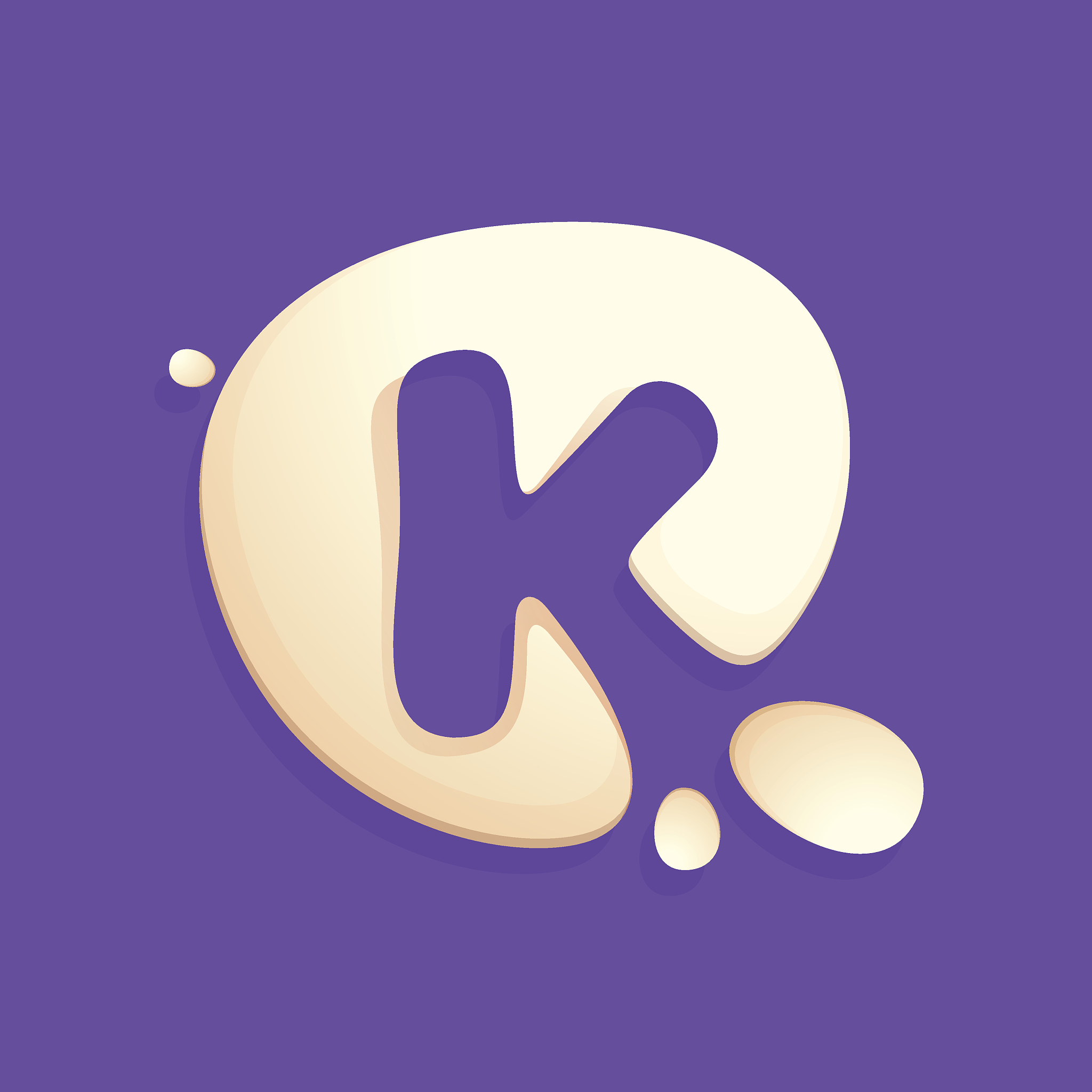 letter k icon in milk, yogurt or cream splashes.