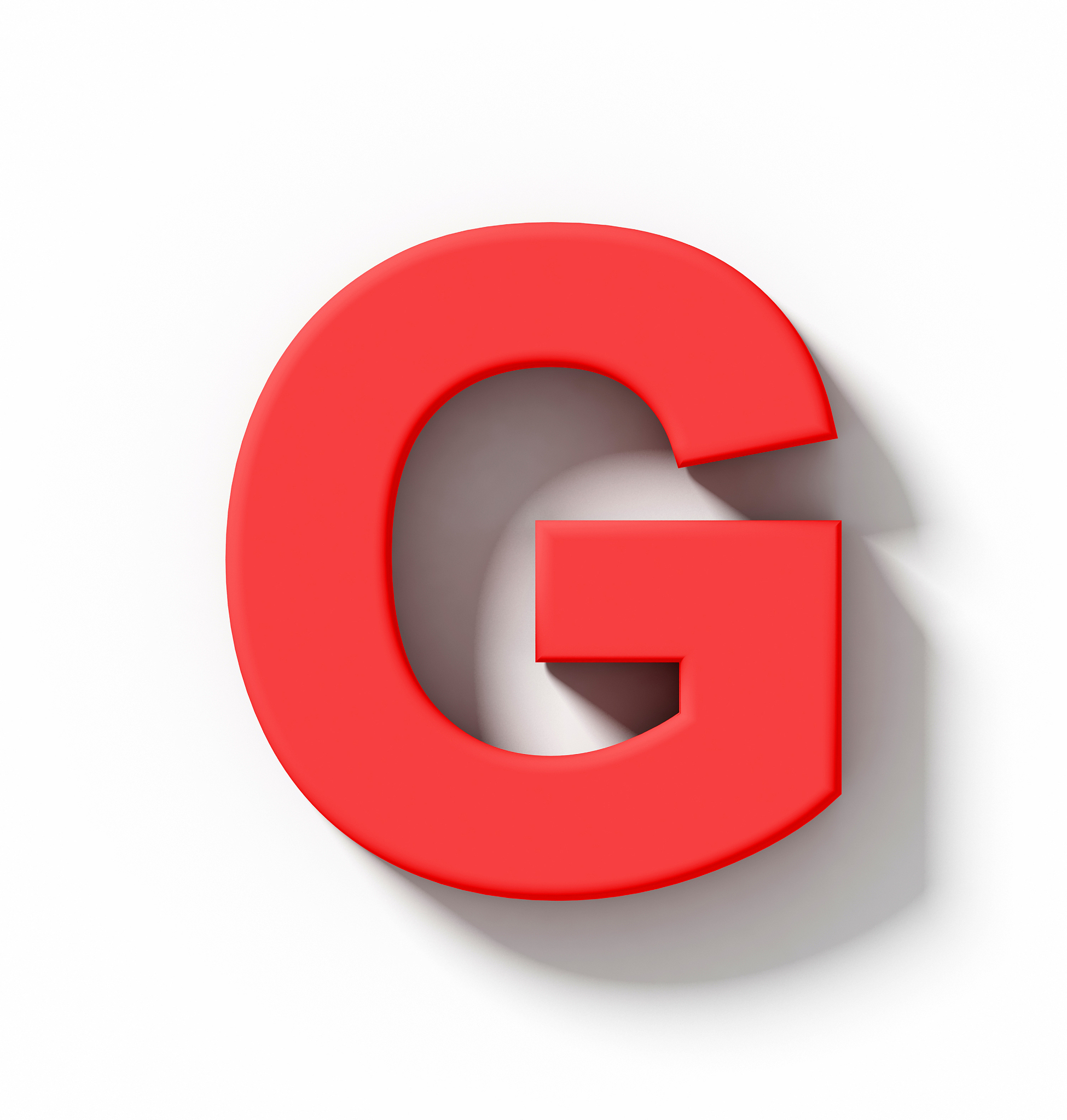 letter g 3d red isolated on white with shadow - orthogonal proje