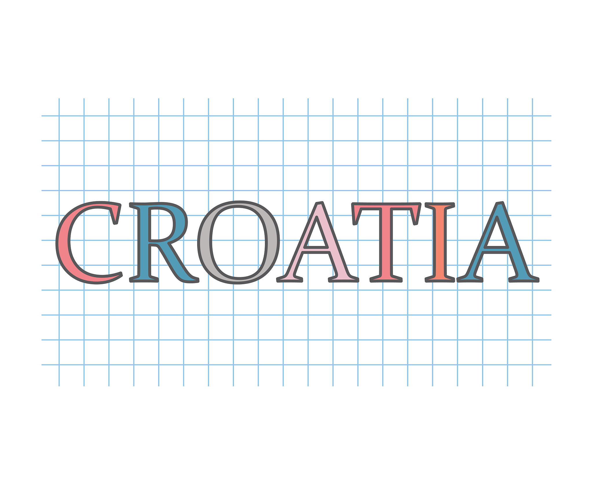 croatia word on checkered paper texture
