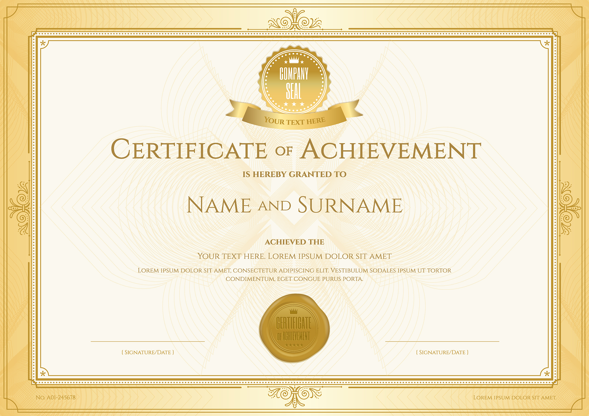 certificate of achievement template with elegant