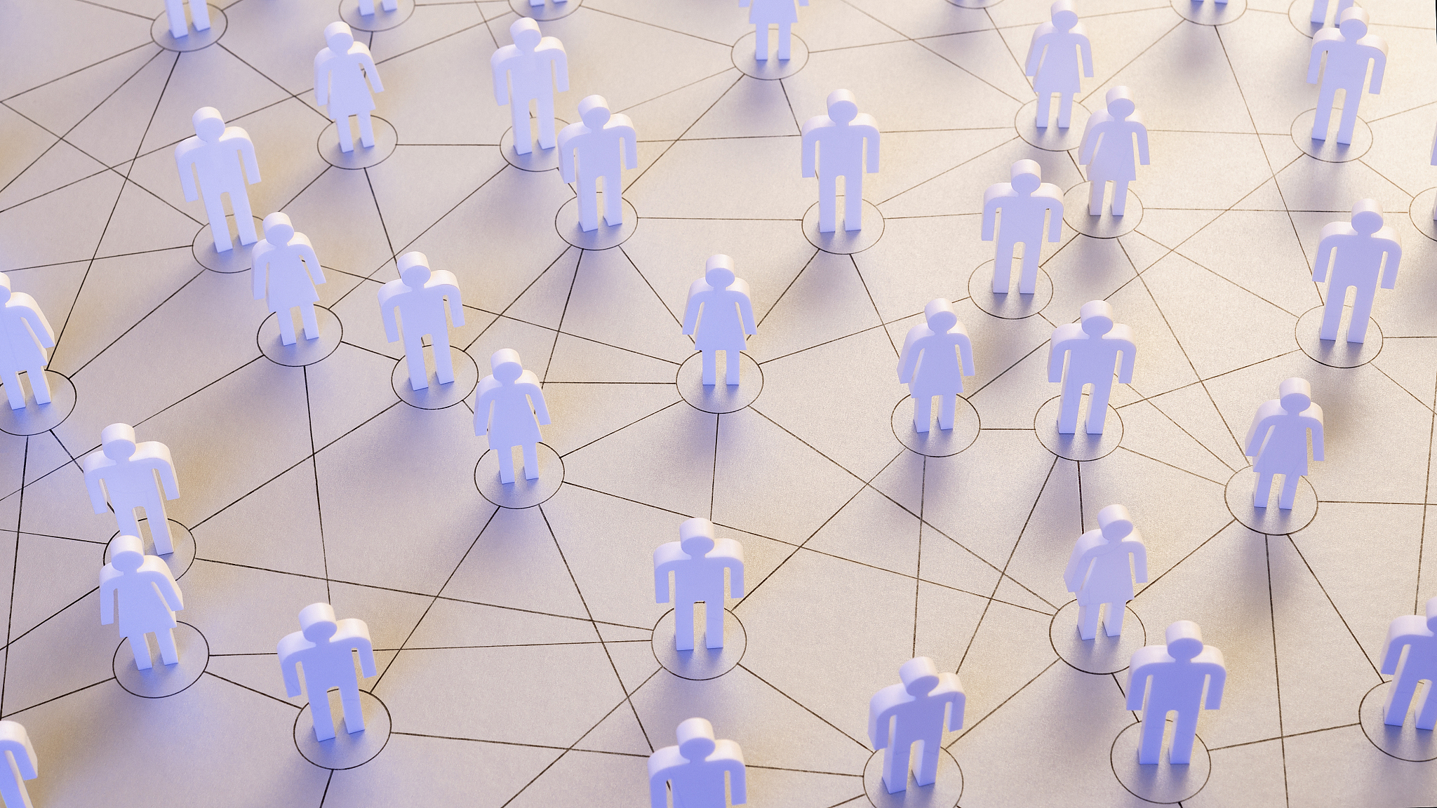 social network with connections between cutout people.