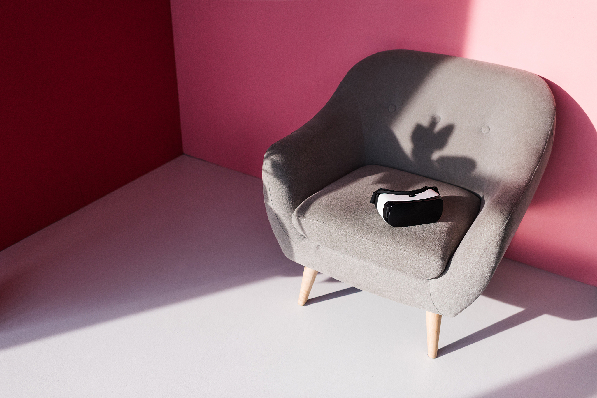 vr headset on armchair