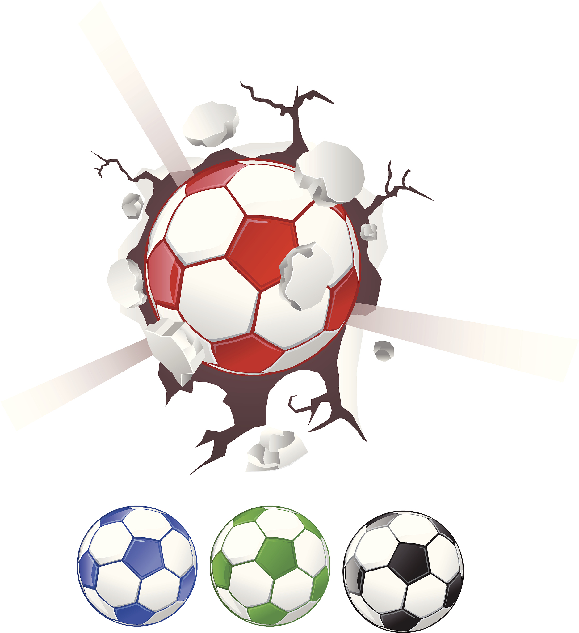 soccer ball breaking through wall