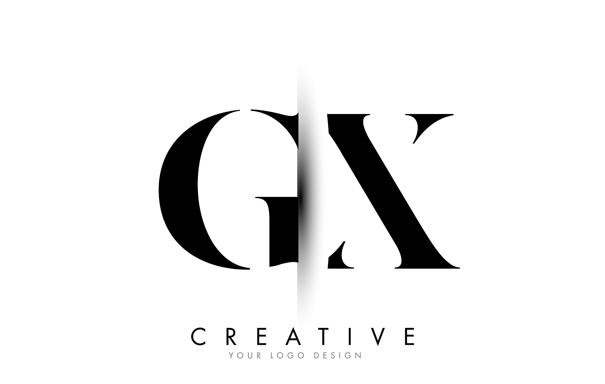 gx g x letter logo with creative shadow cut design