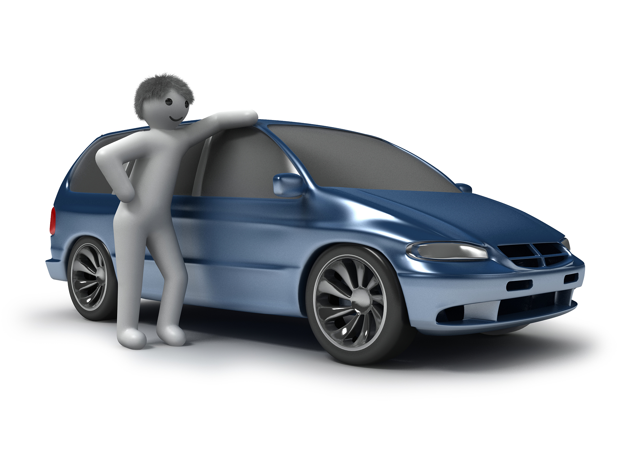 blue car and men