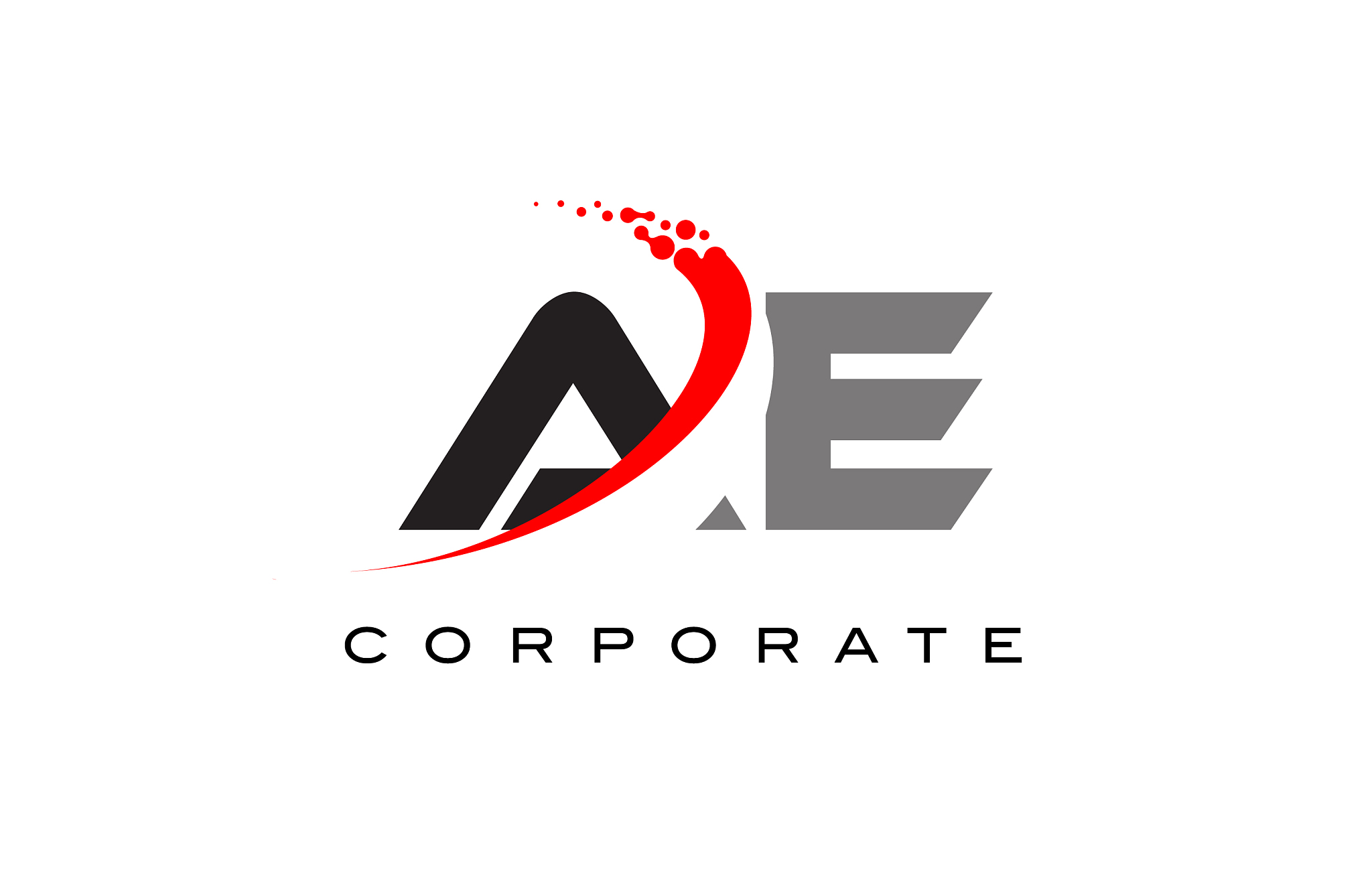 ae modern letter logo design with swoosh