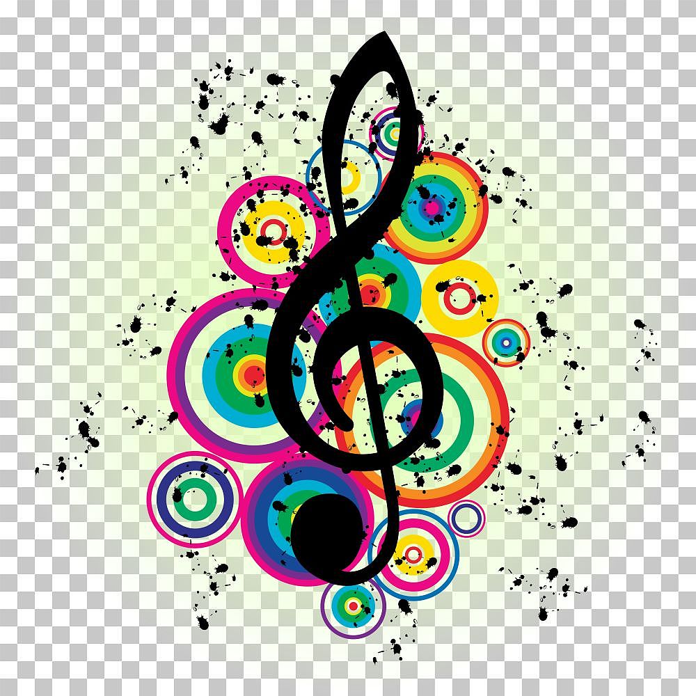 grunge vector musical notes with transparency grid on back. vect