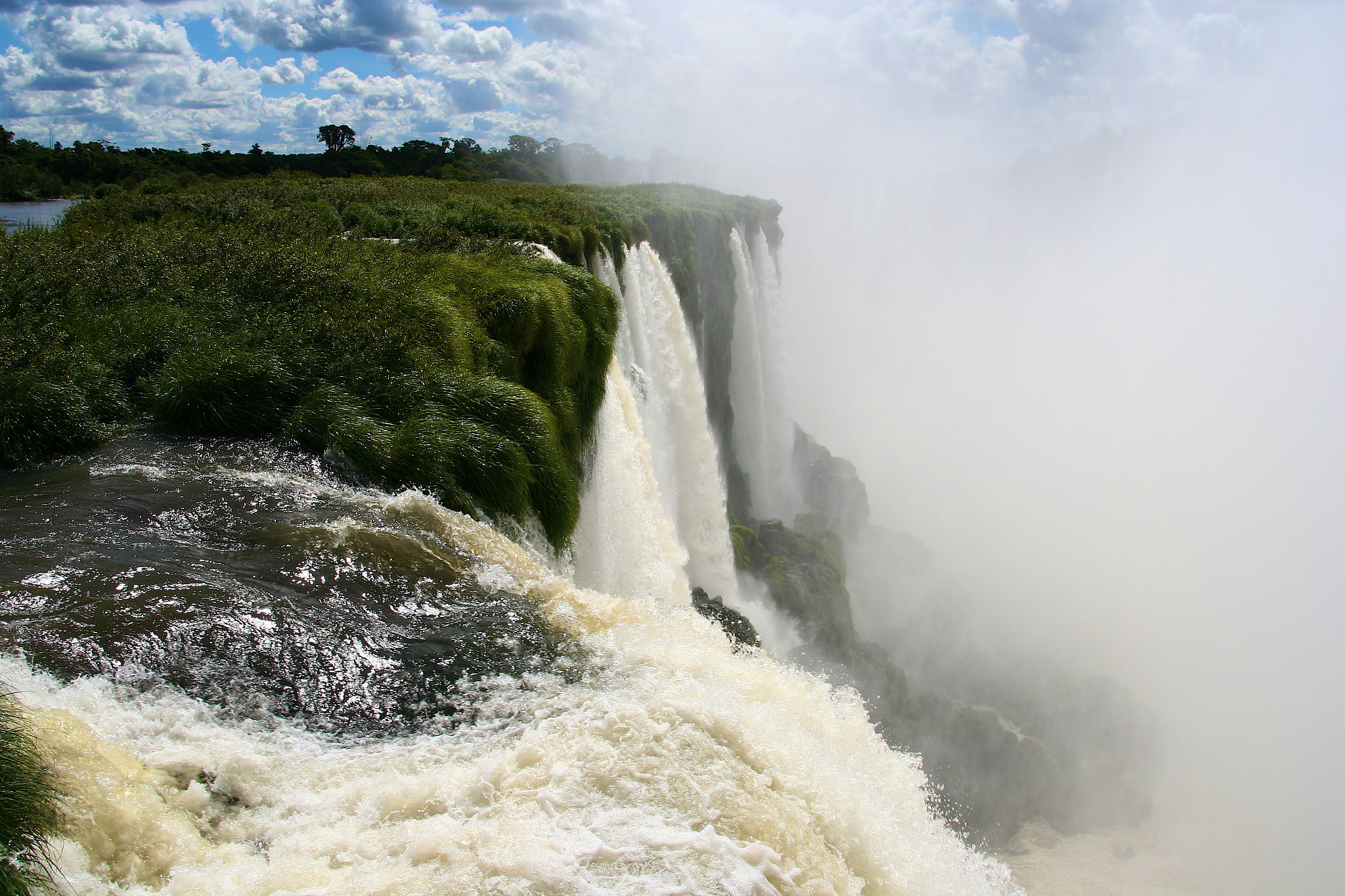 The beautiful Iguazu Falls located on the border of Brazil and Argentina