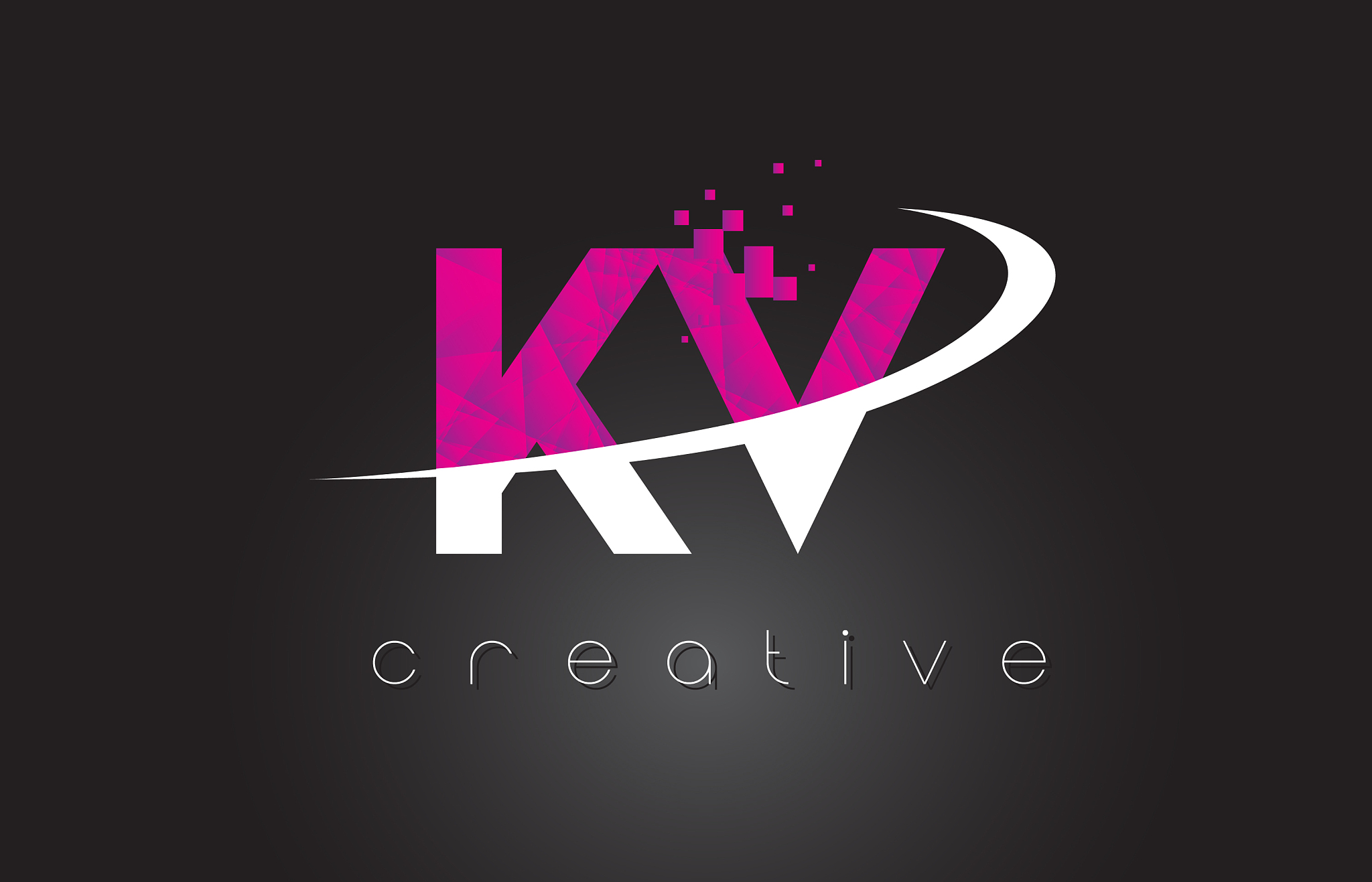 kv k v creative letters design with white pink