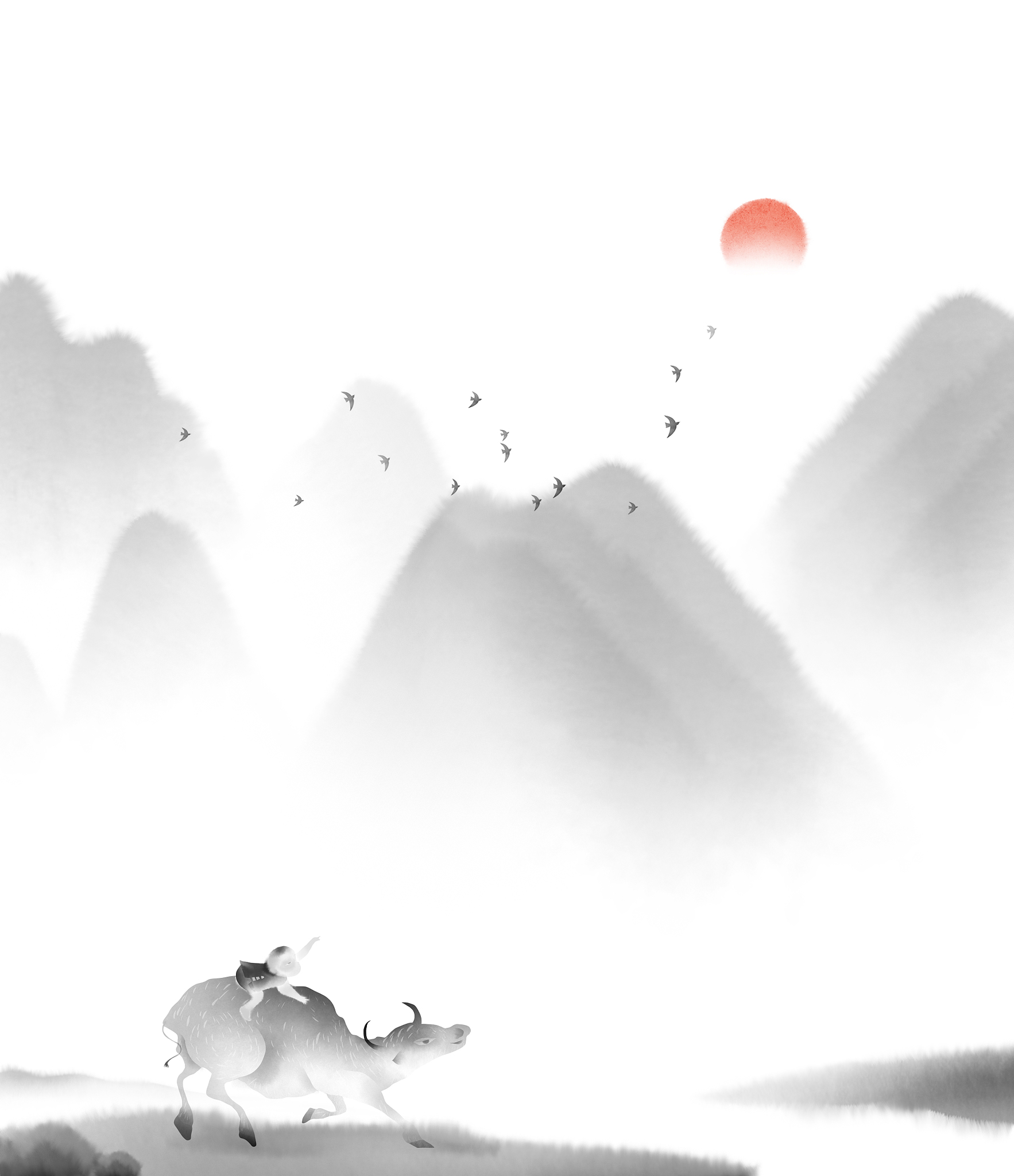 水墨画的特点：简约、含蓄、意境与笔墨