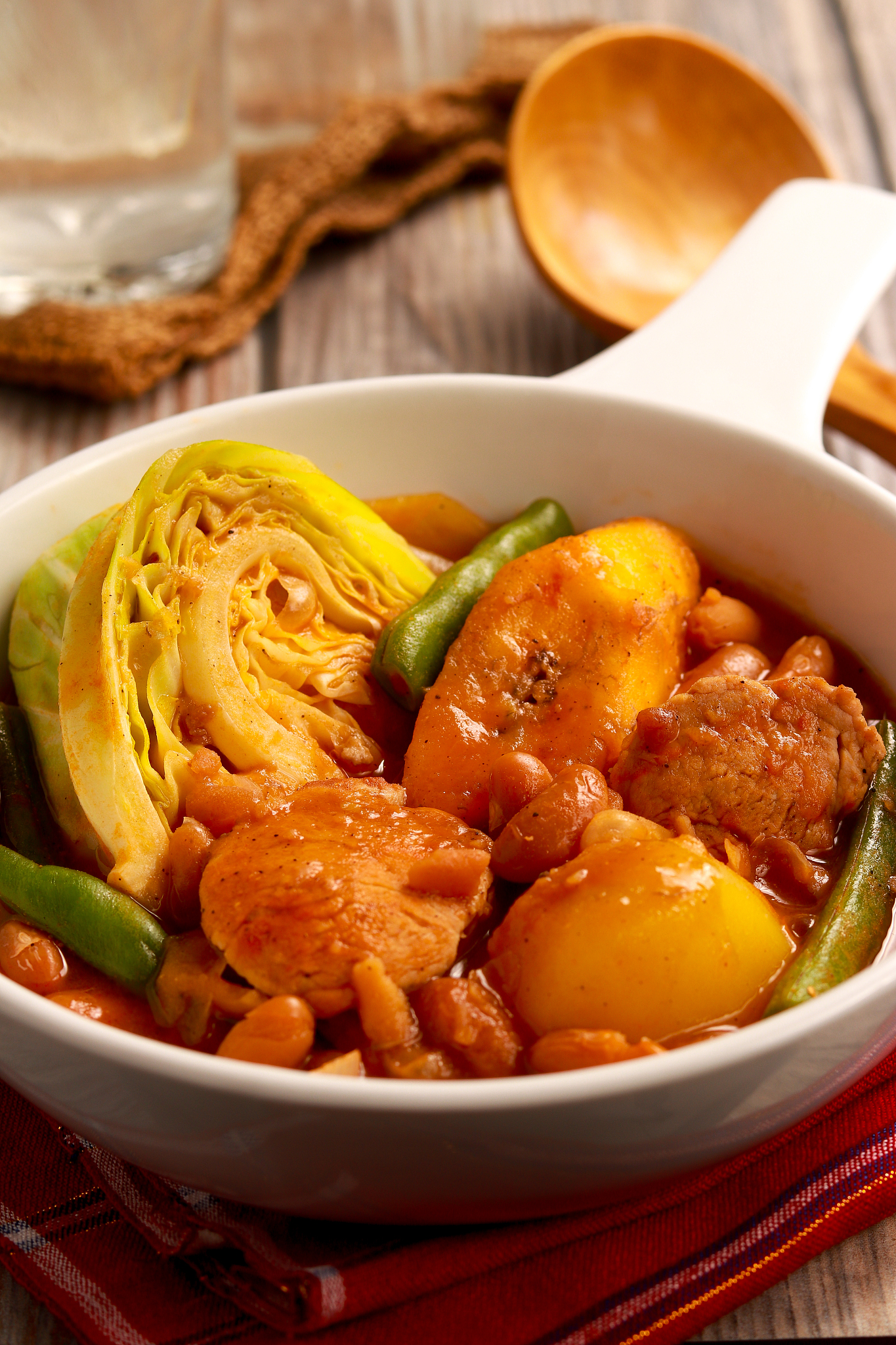 very delicious pork and bean stew. pochero from philippines.