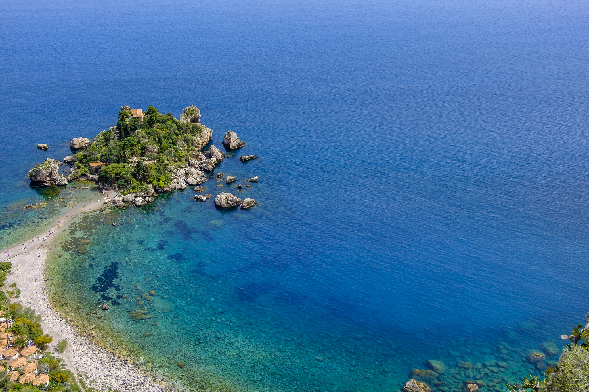 isola bella, a small island located within a small bay on the io