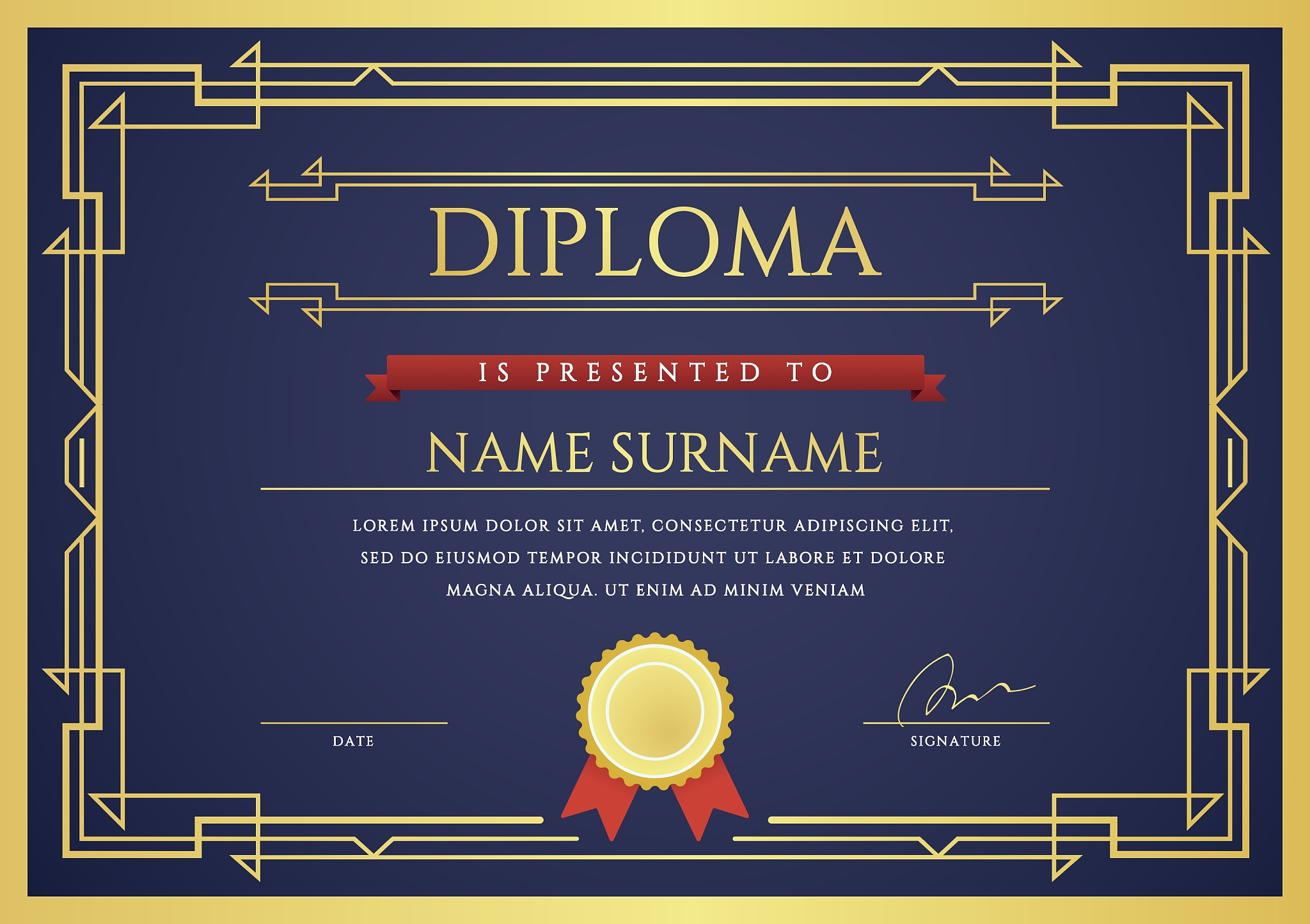 diploma or certificate premium design template in