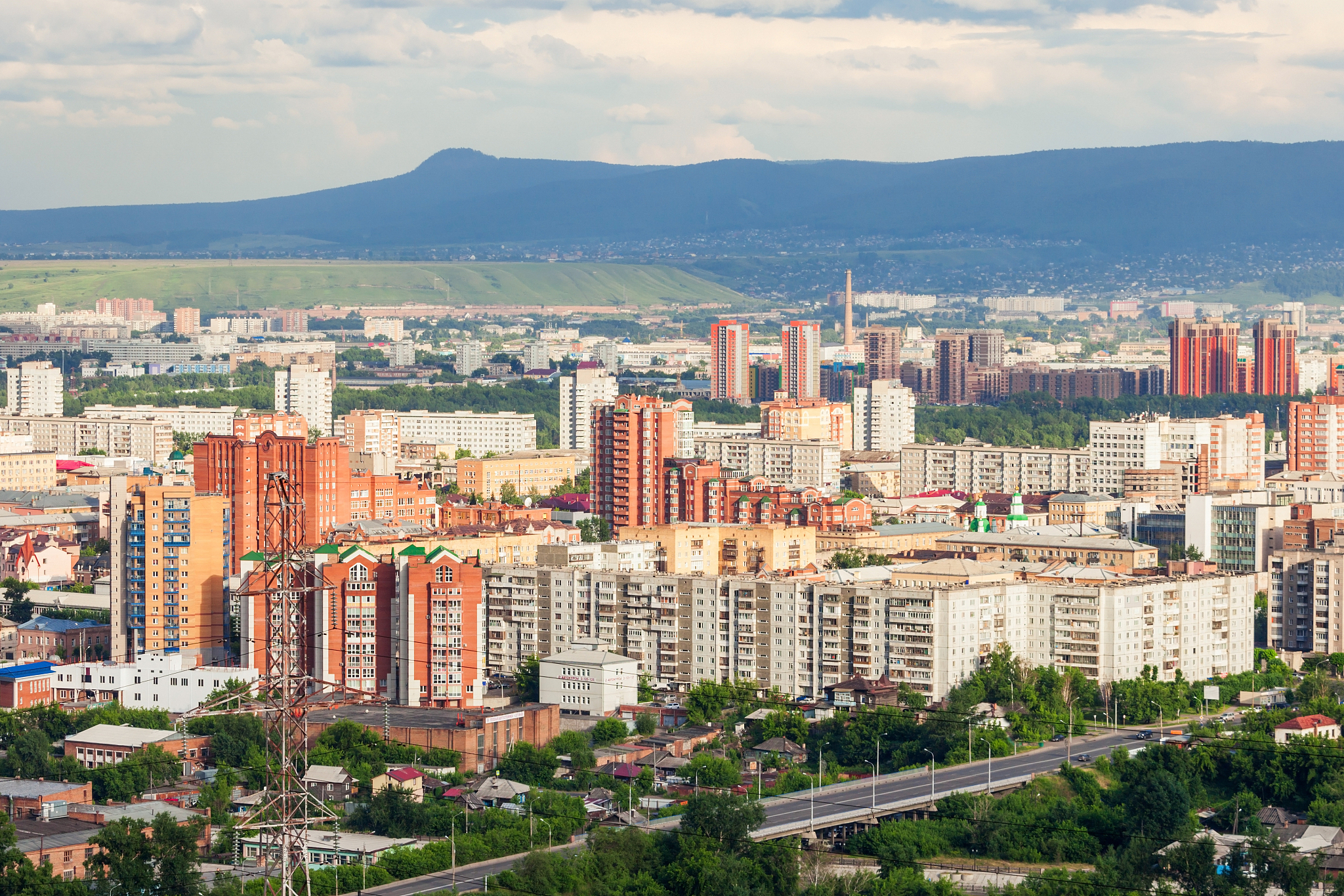 krasnoyarsk aerial panoramic view