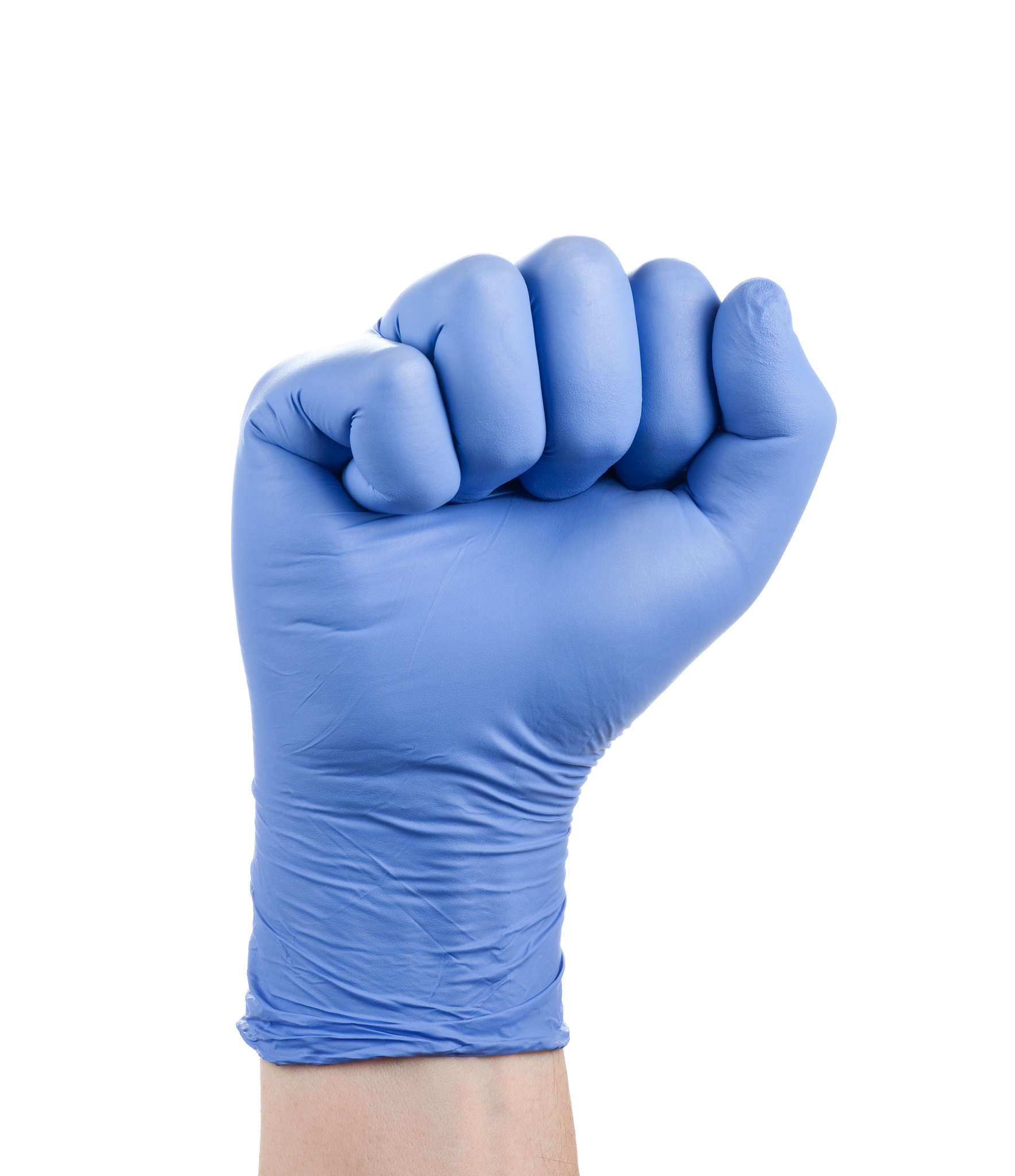 hand in blue glove