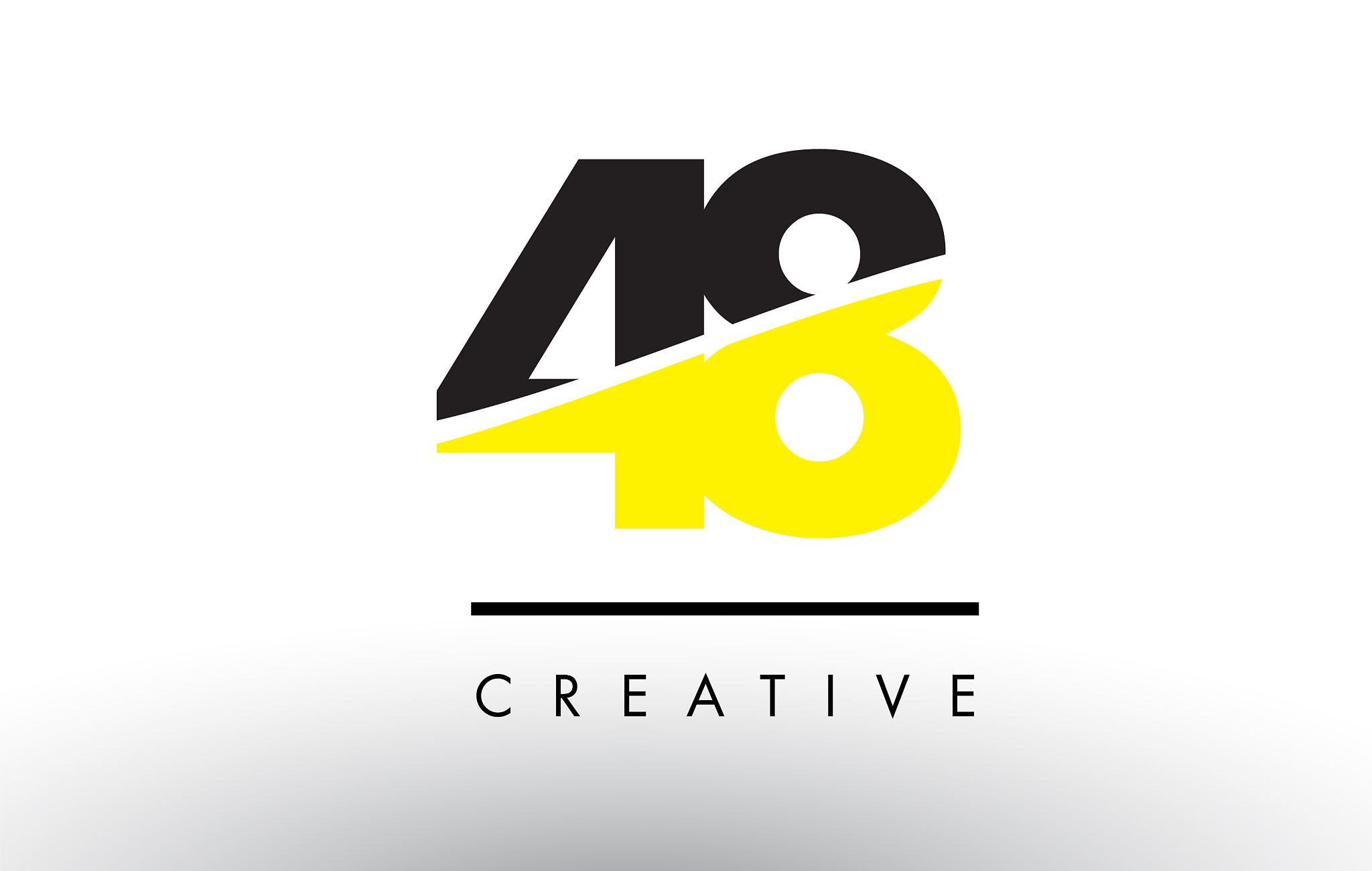 48 black and yellow number logo design