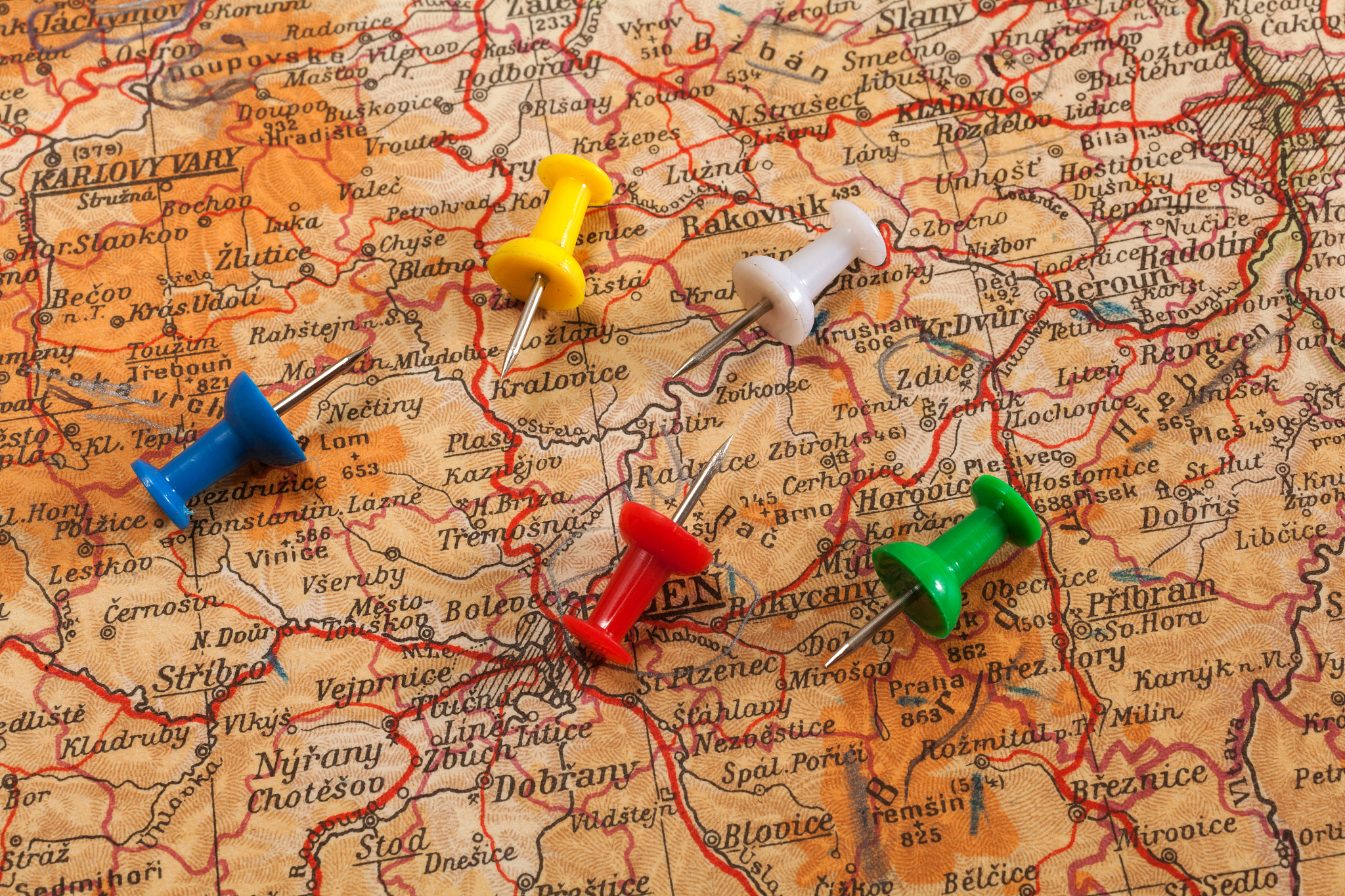 thumbtack in a map