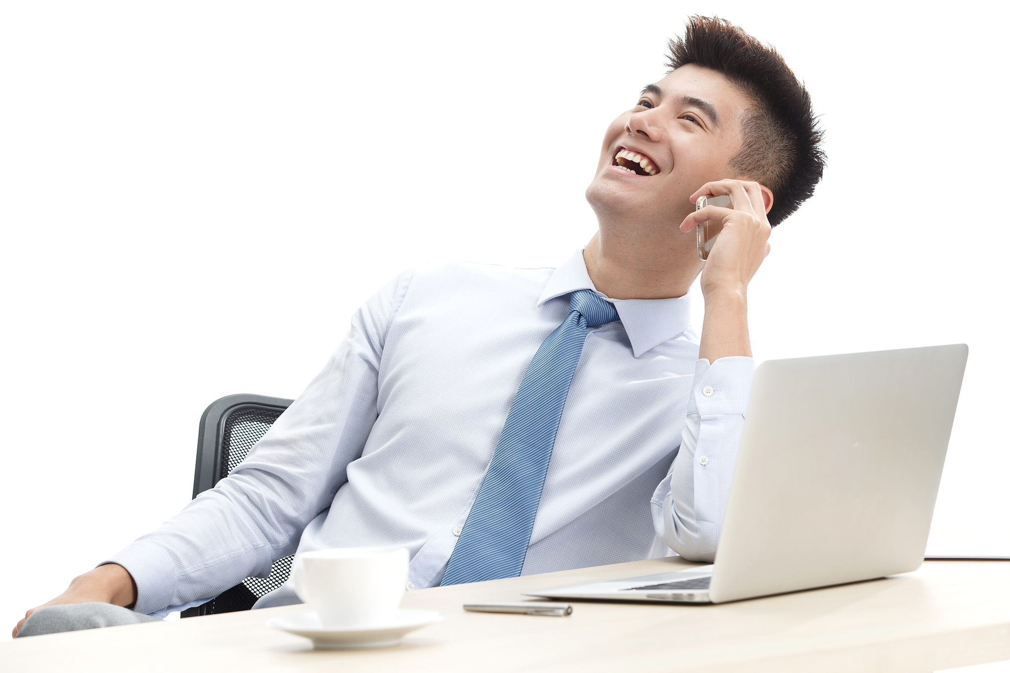 商务青年男人在打电话
