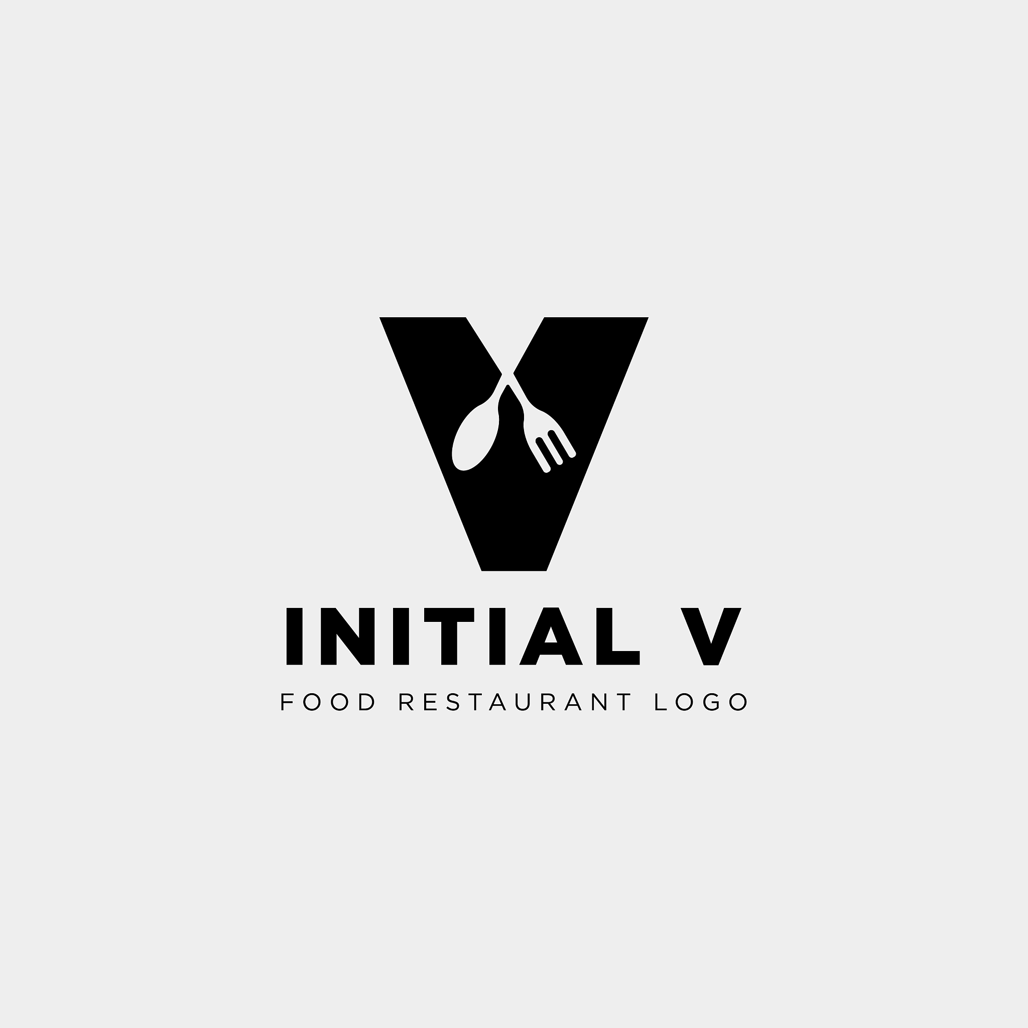 initial v food equipment simple logo template