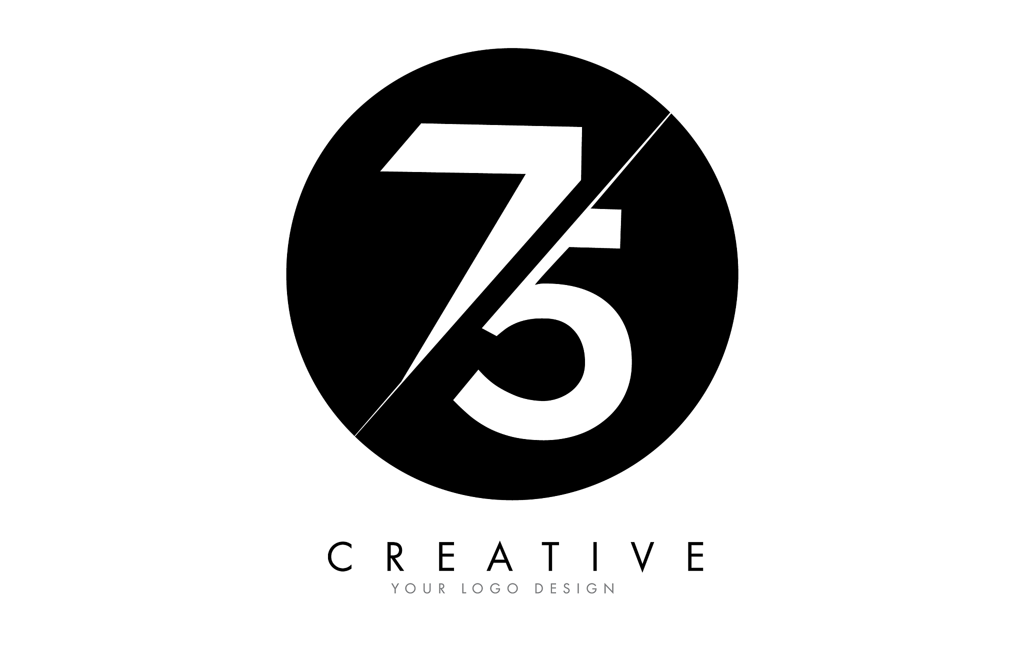 75 7 5 number logo design with a creative cut and
