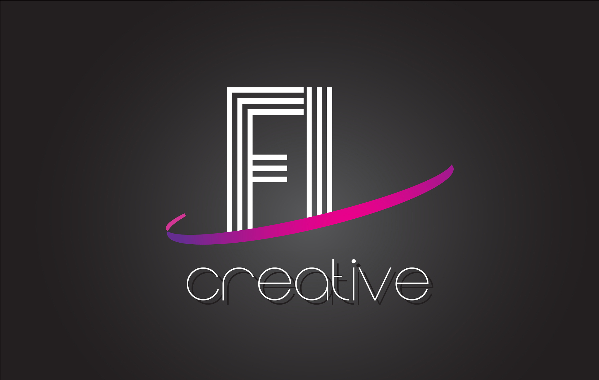 fl f l letter logo with lines design and purple