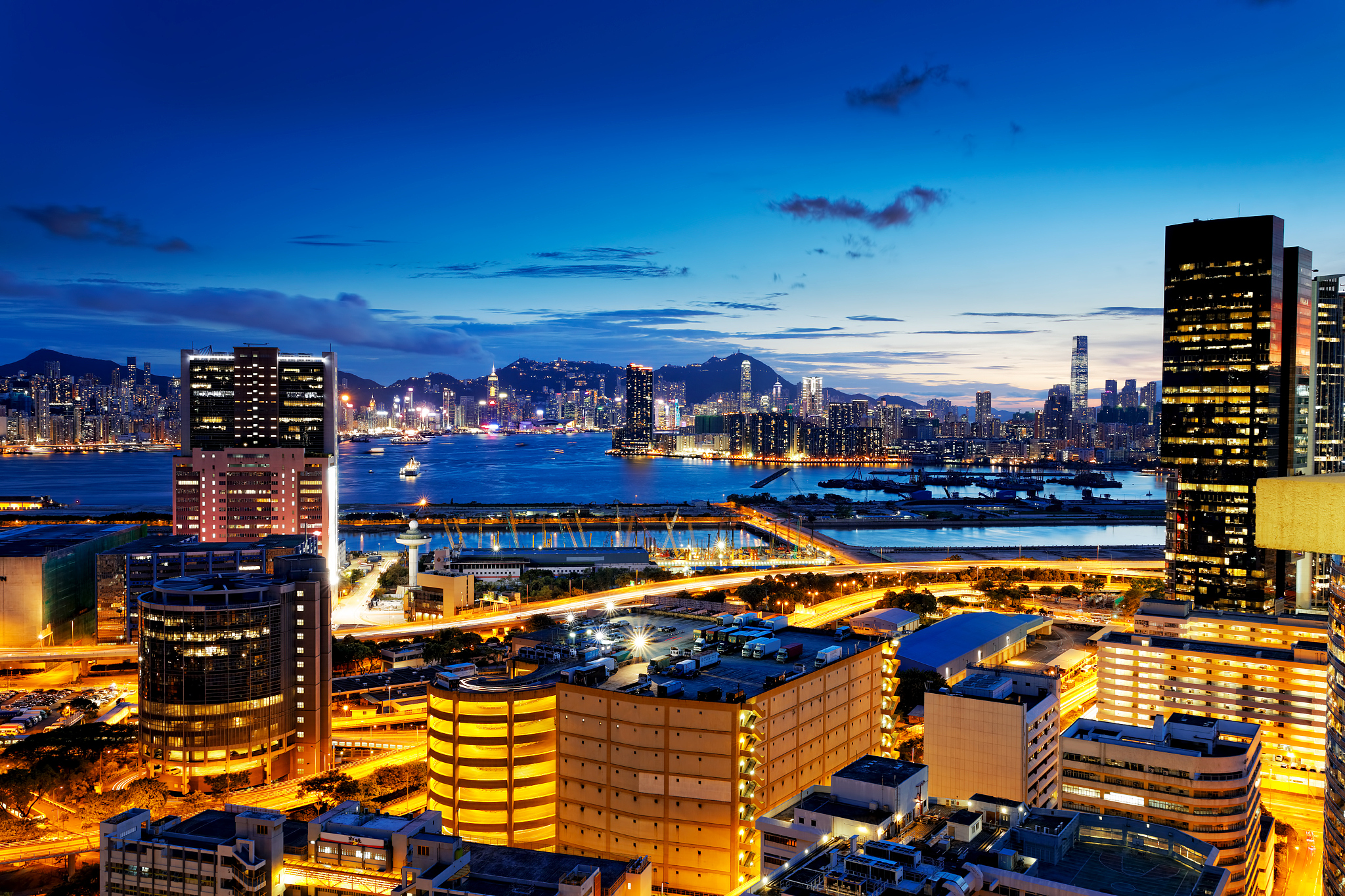 sunset in hong kong