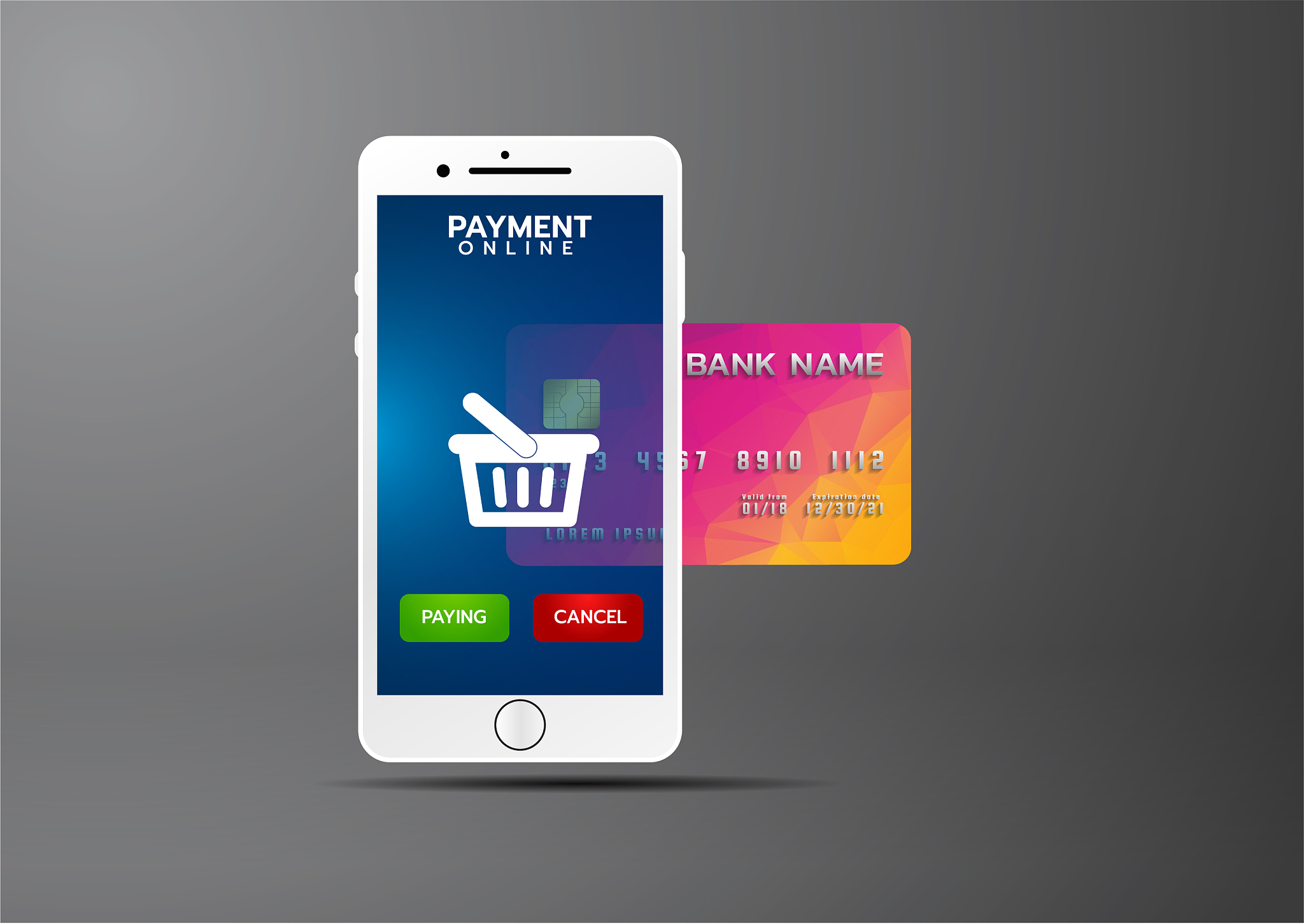 mobile payment concept smartphone with processing
