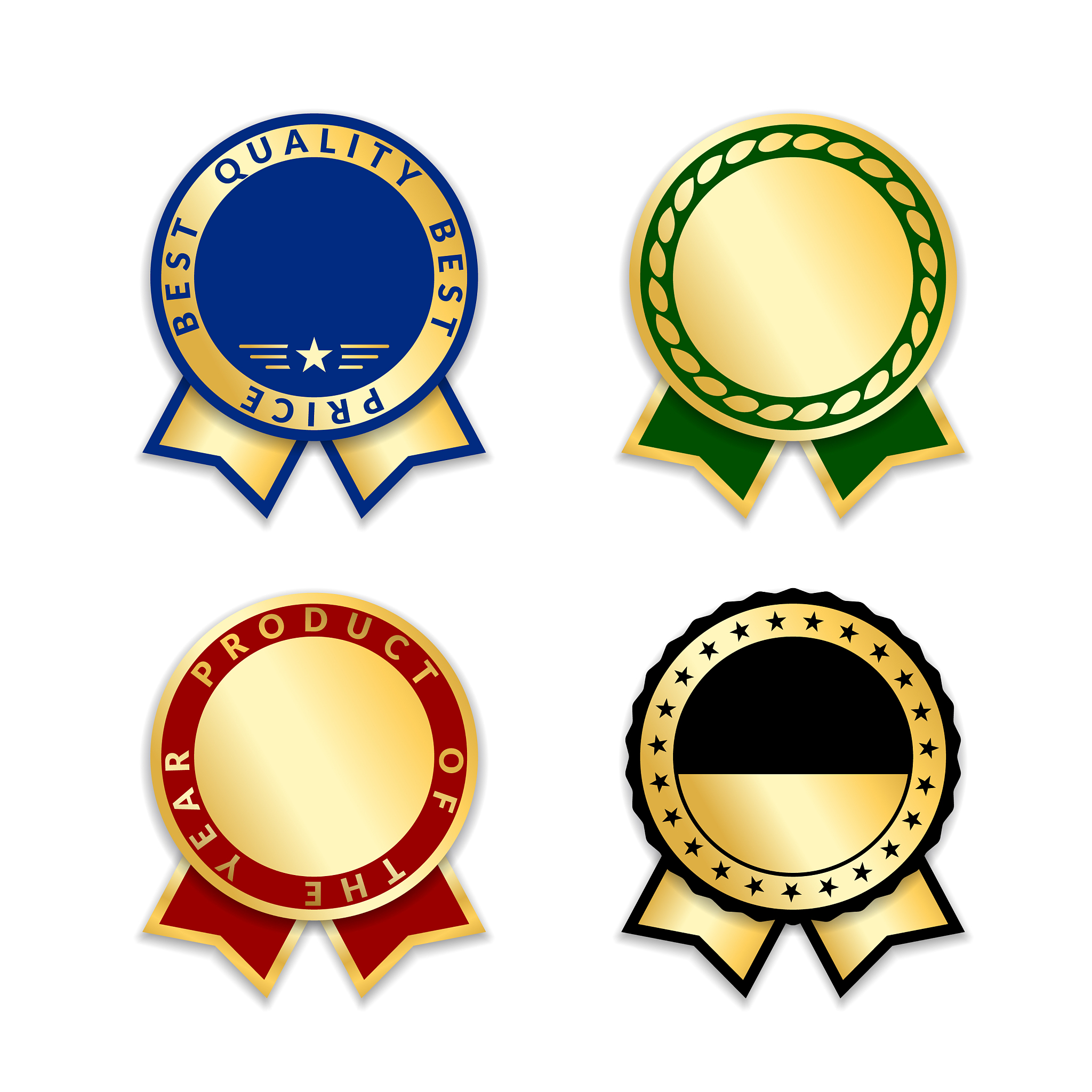 award ribbons isolated set gold design medal