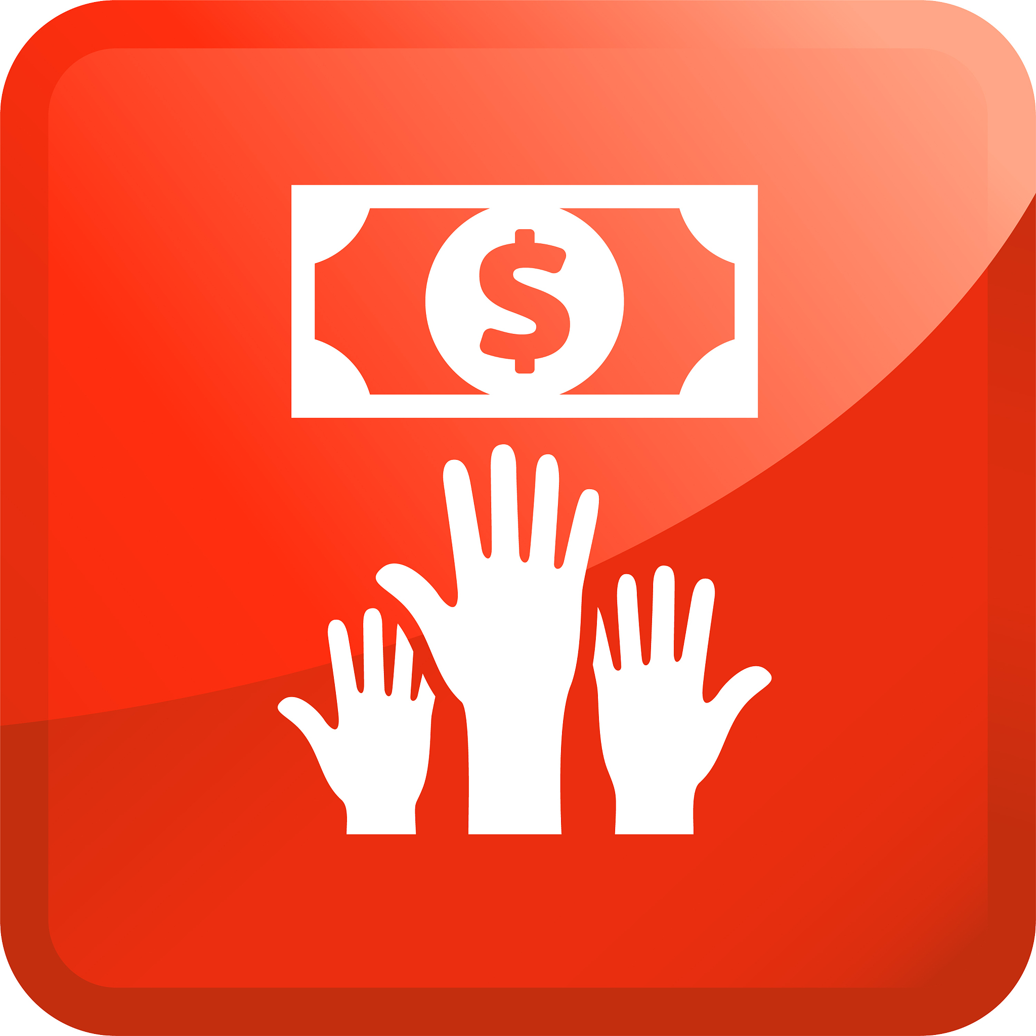 human hands try to touch money.