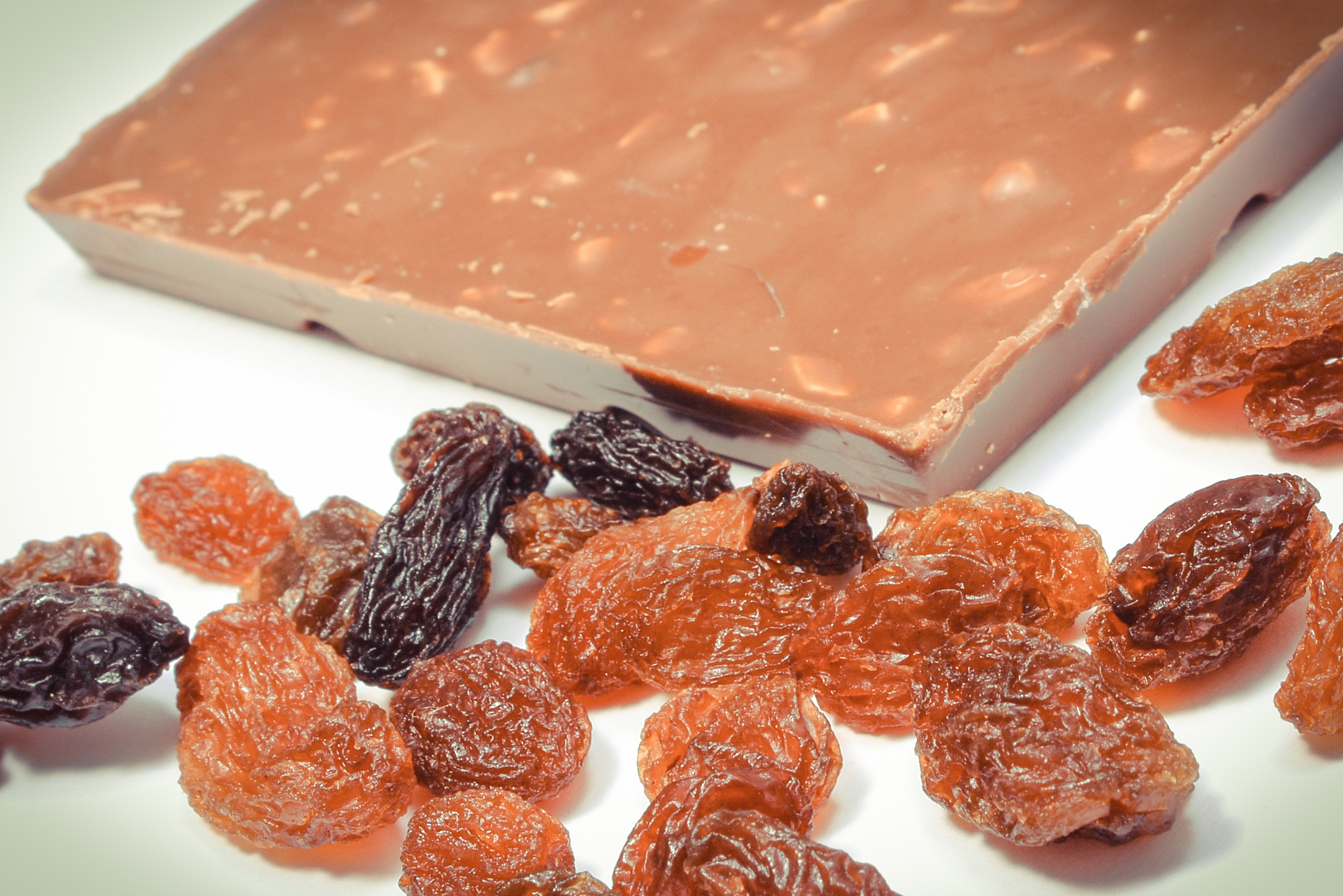 chocolate with nuts and raisins. delicious dessert