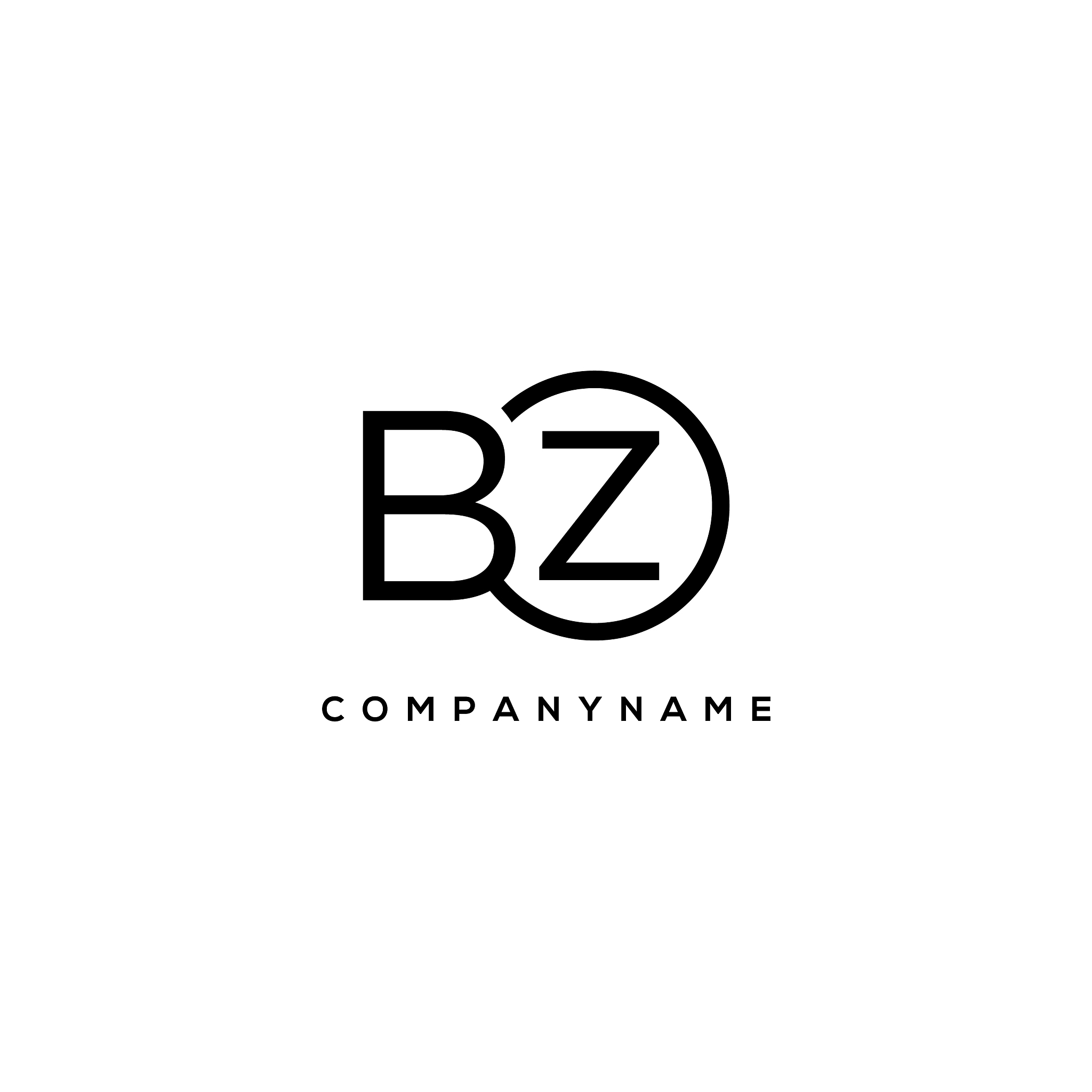 initial bz letter logo with circle template